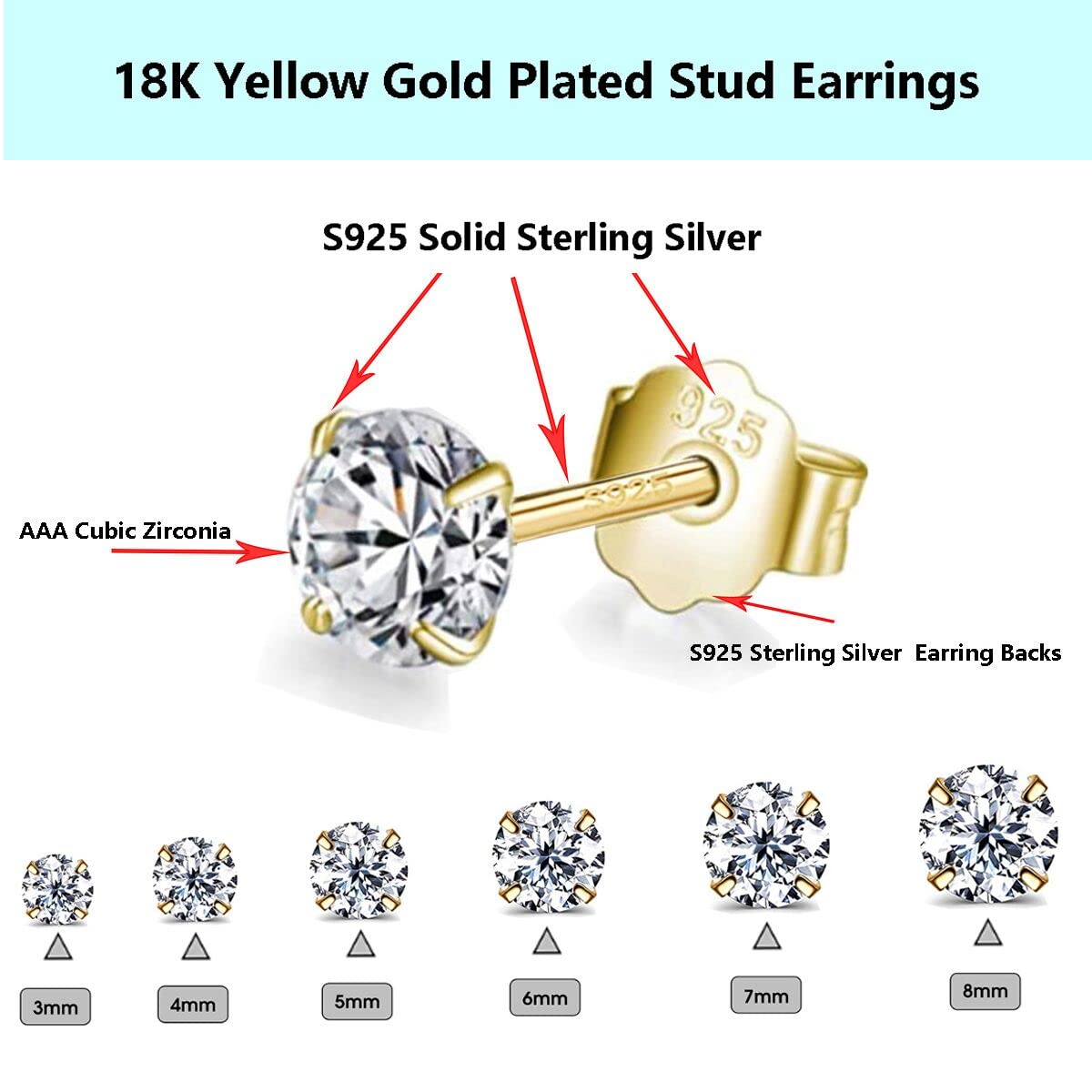 Professional Ear Piercing Gun Kit with 6 Pairs 925 Sterling Silver Earrings (18K Gold Plated) & 10 Pairs 316L Surgical Steel Studs - Safe for Home, Salon & Professional Use