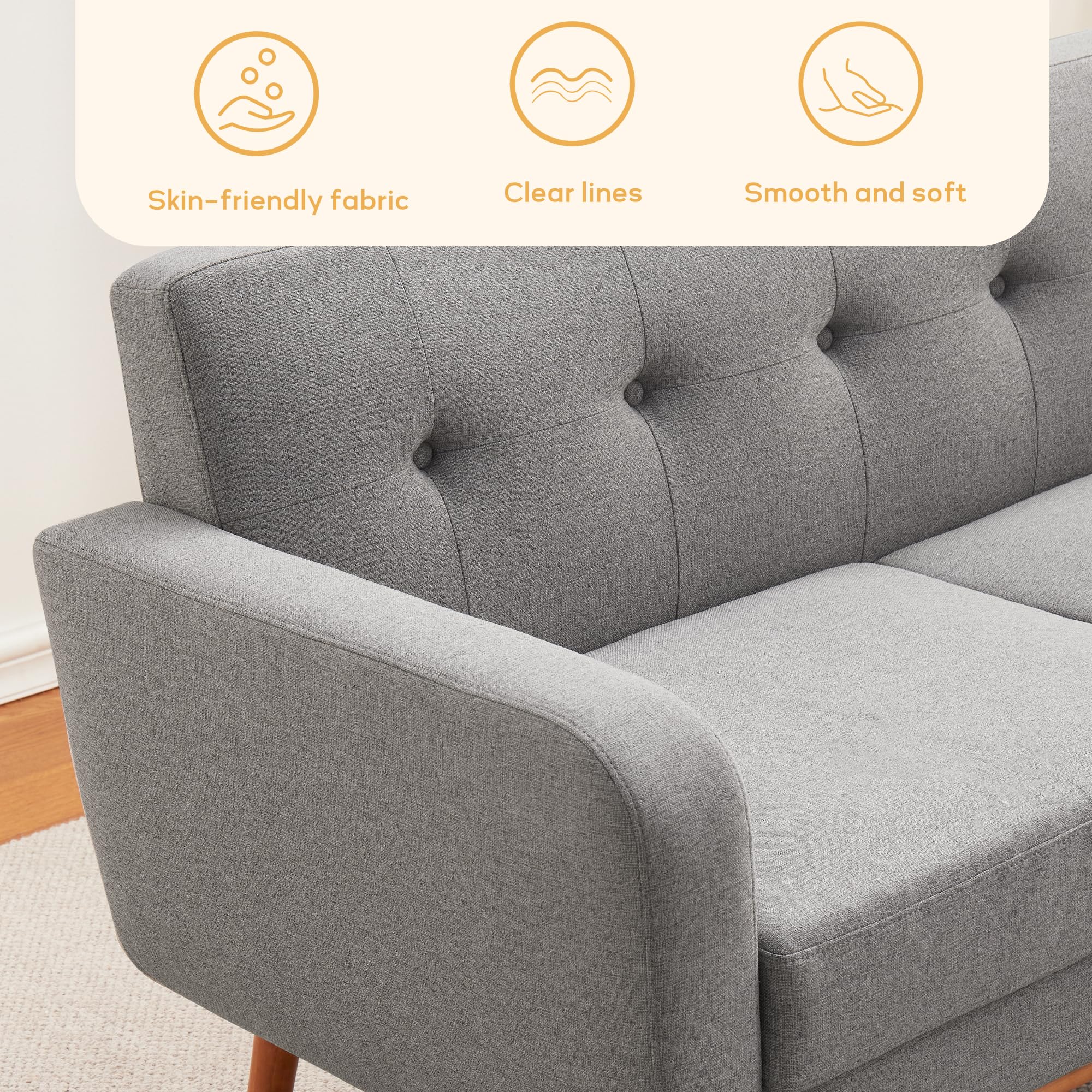 Modern Upholstered Living Room Set - Button Tufted Sofa & Loveseat with Solid Wood Frame, Deep Seat Couch Set in Dark Grey for Home, Office & Lounge (2-Piece Set) | Perfect for Small Spaces, Apartments & Cozy Family Gatherings