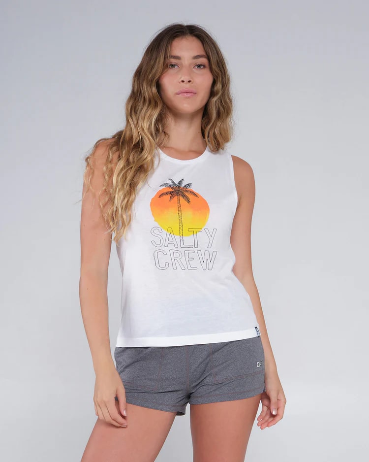 Salty Crew Summer Vibes Women's Muscle Tank Top - Breathable Workout & Beachwear for Yoga, Running & Casual Outfits