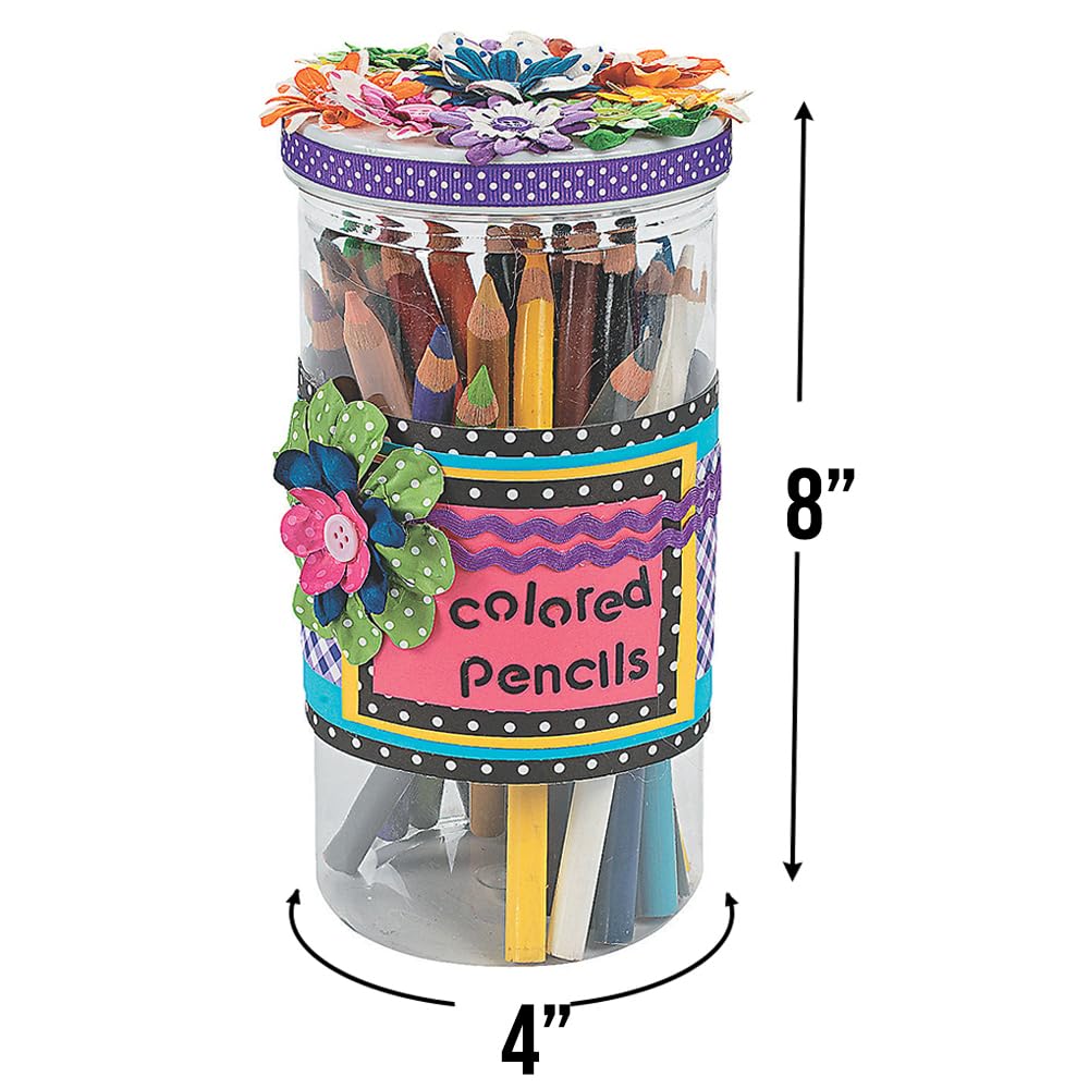 12-Pack Large Plastic Storage Jars with Airtight Lids - Clear Organizer Containers for Classroom Supplies, Kids Crafts, DIY Projects & Home Organization - Perfect for Teachers, Students & Craft Enthusiasts
