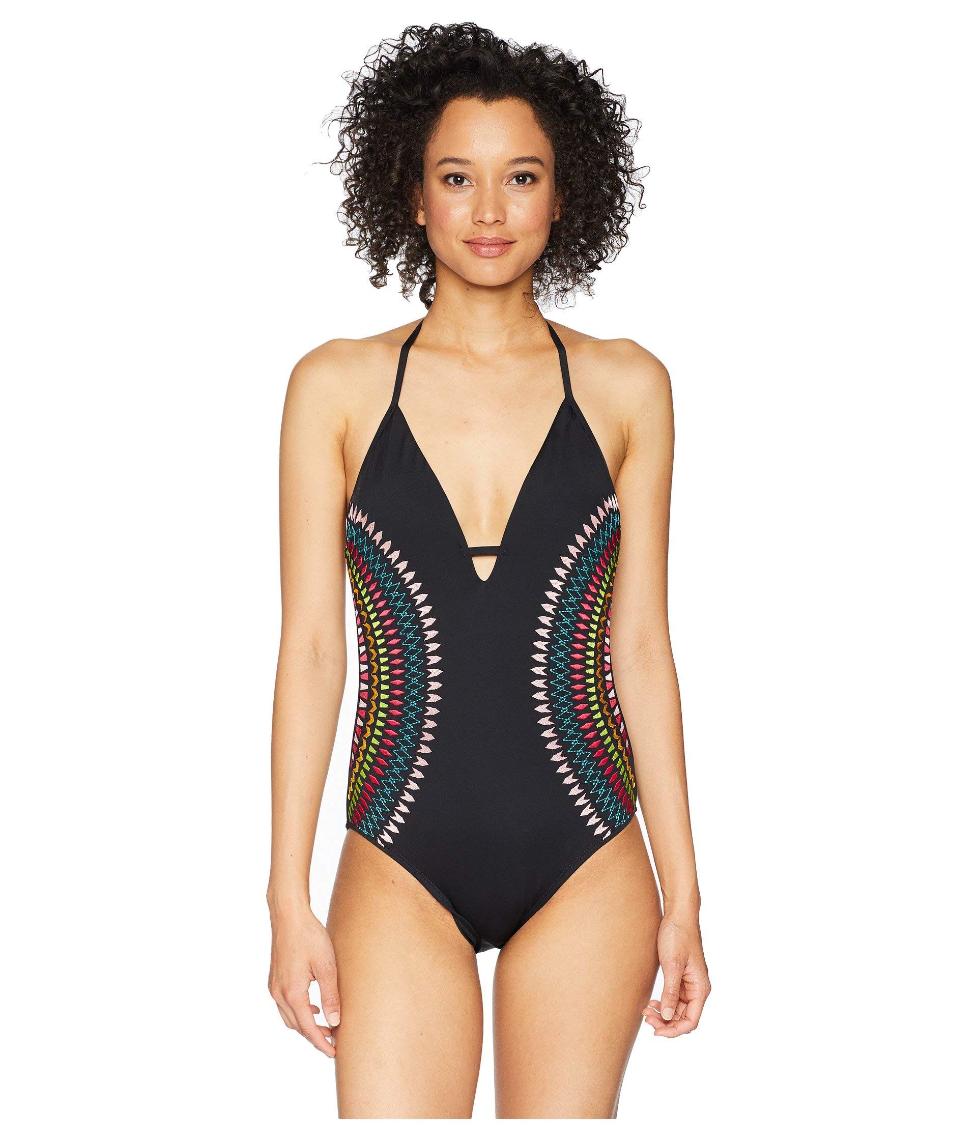 Shelli Segal Women's Embroidered One Piece Swimsuit - Scoop Back Solid Bathing Suit for Women | Perfect for Beach Vacations, Pool Parties & Summer Getaways