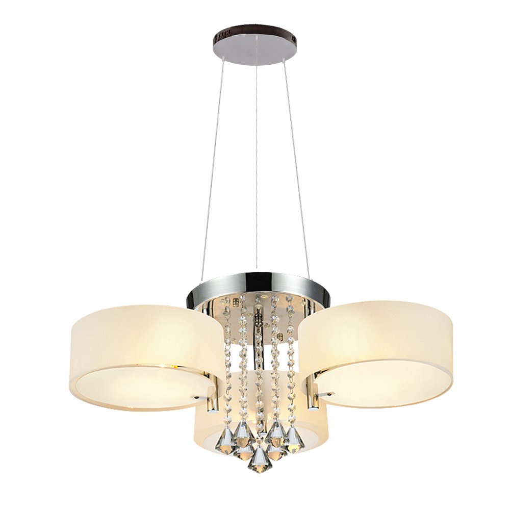Modern Chrome Finish Acrylic Glass 3-Light Pendant Chandelier for Dining Room - Perfect for Kitchen Island, Breakfast Nook & Contemporary Home Decor