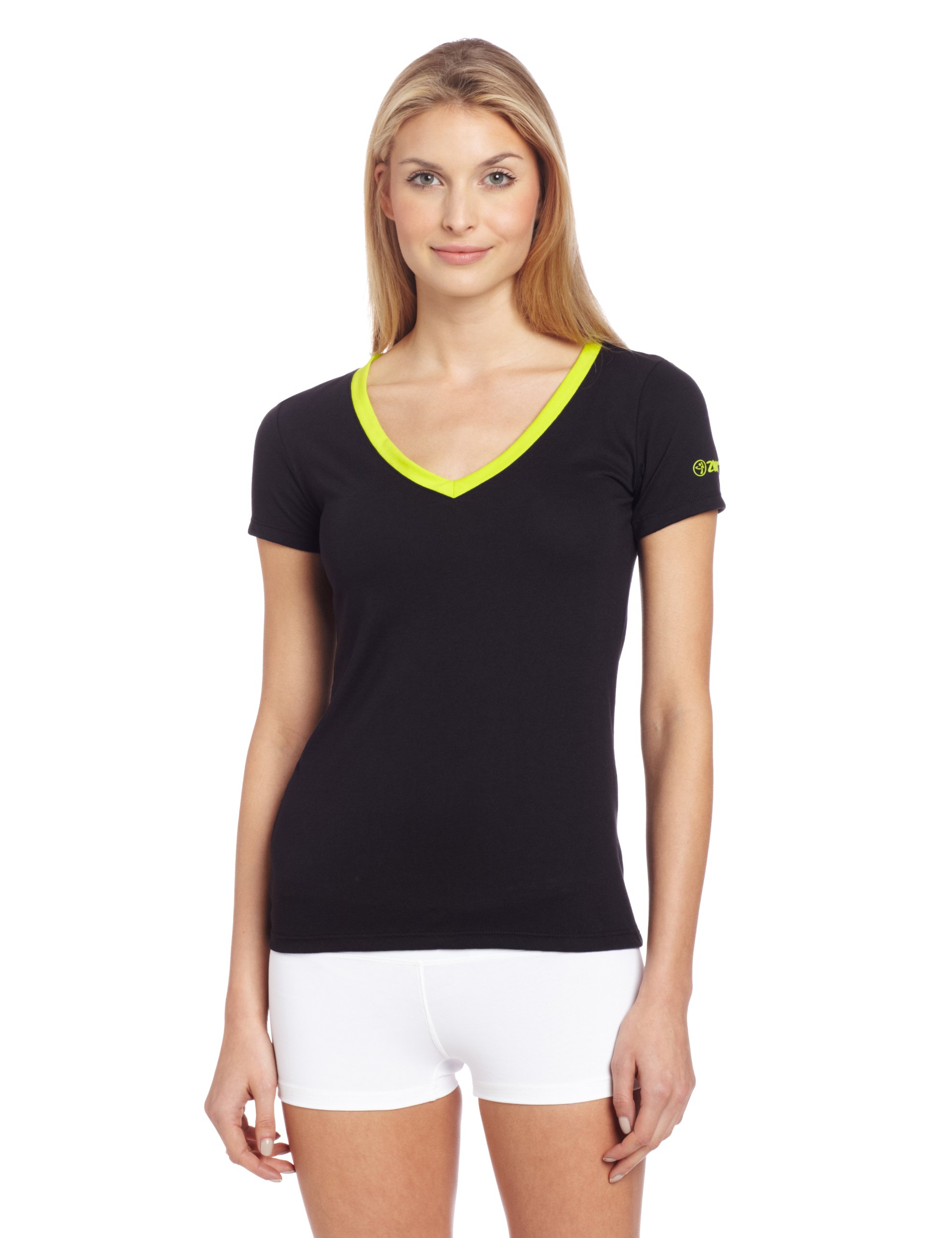 Zumba Fitness Women's So Hot Solar V-Neck Workout T-Shirt - Breathable & Moisture-Wicking for Dance, Yoga & Gym Performance