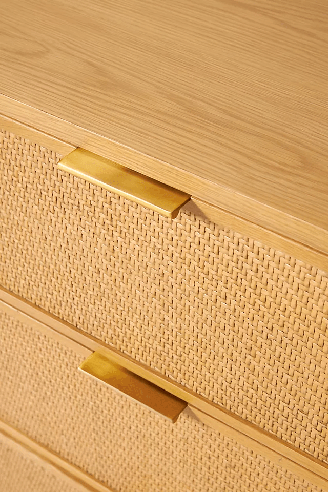 Handmade Cane Three-Drawer Dresser - Natural Rattan Bedroom & Living Room Storage Furniture | Perfect for Organizing Clothes, Linens, and Home Decor Accessories
