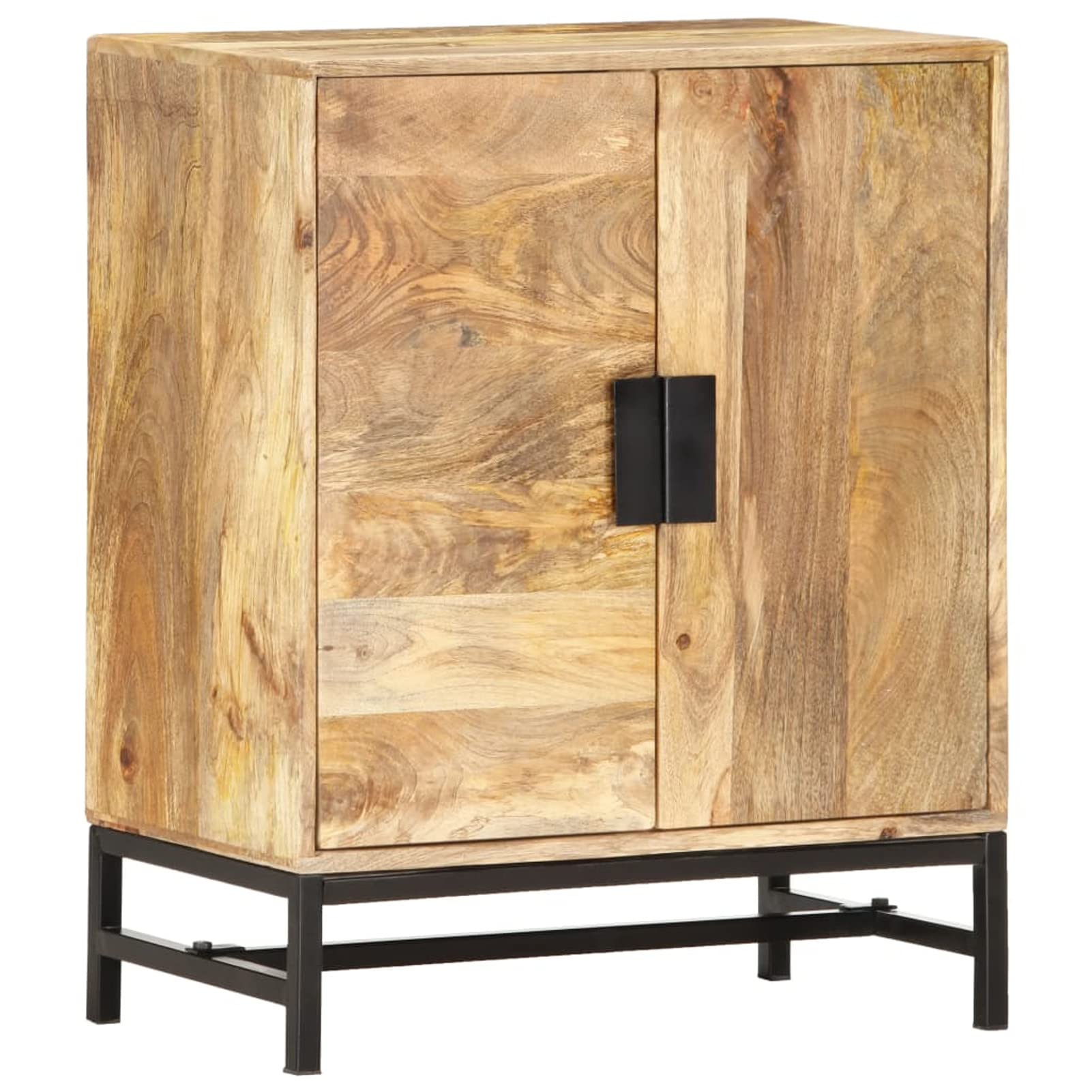 Tidyard 2-Door Mango Wood Sideboard with Handles & Steel Legs - 23.6