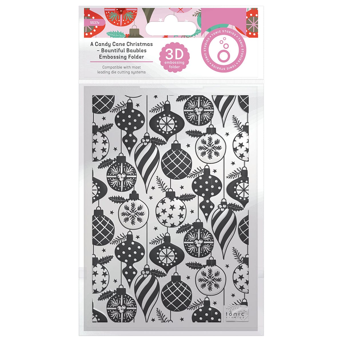 Christmas Candy Cane 3D Embossing Folder - Holiday Bauble Design for DIY Cards, Scrapbooking & Paper Crafts - Perfect for Festive Greeting Cards and Holiday Decorations