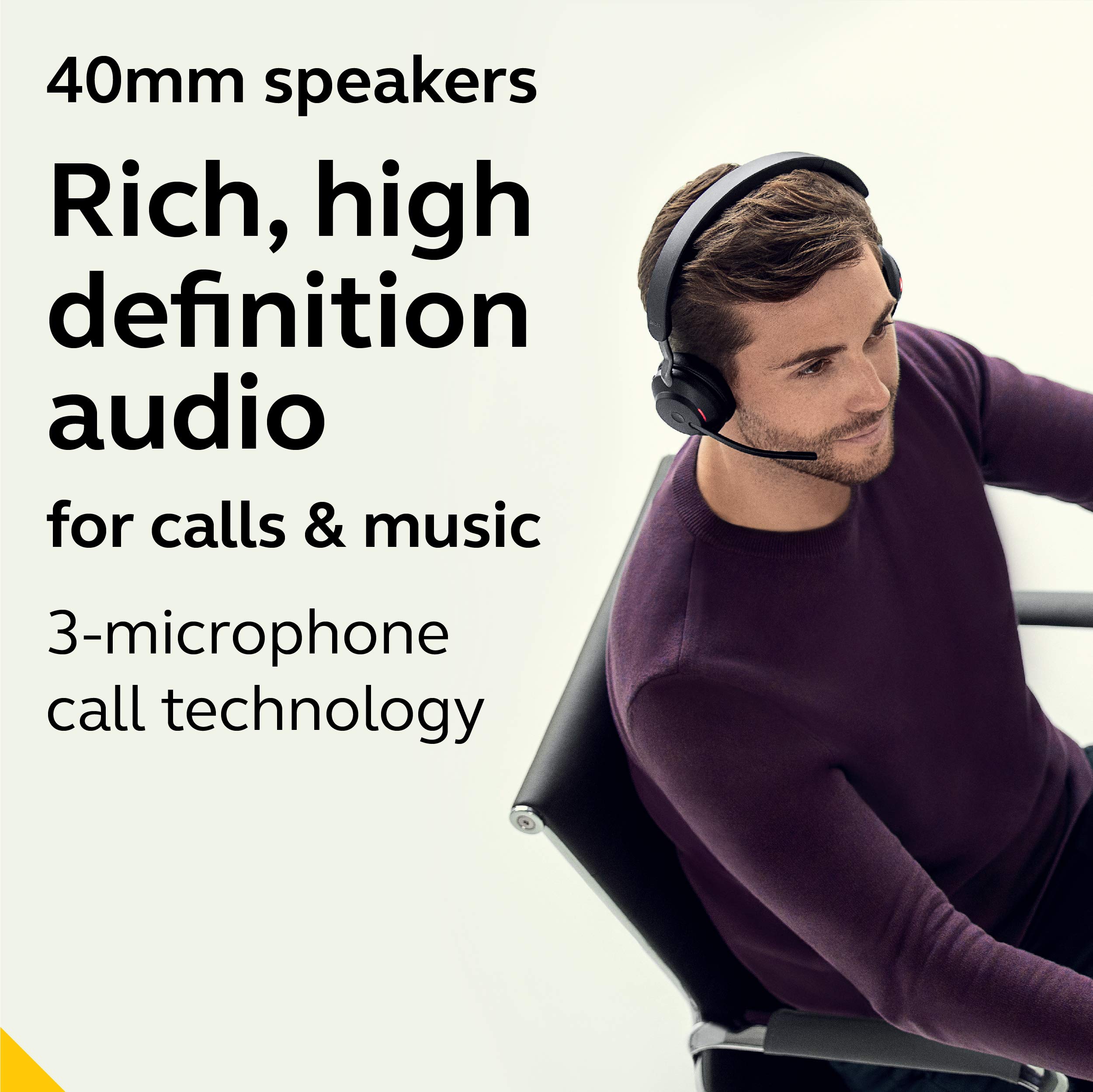 Jabra Evolve2 65 MS Wireless Bluetooth Headset with Link380a - Stereo Office Headphones for Calls & Music, 37H Battery Life, Passive Noise Cancelling (Black) | Perfect for Remote Work, Online Meetings & Home Office Use