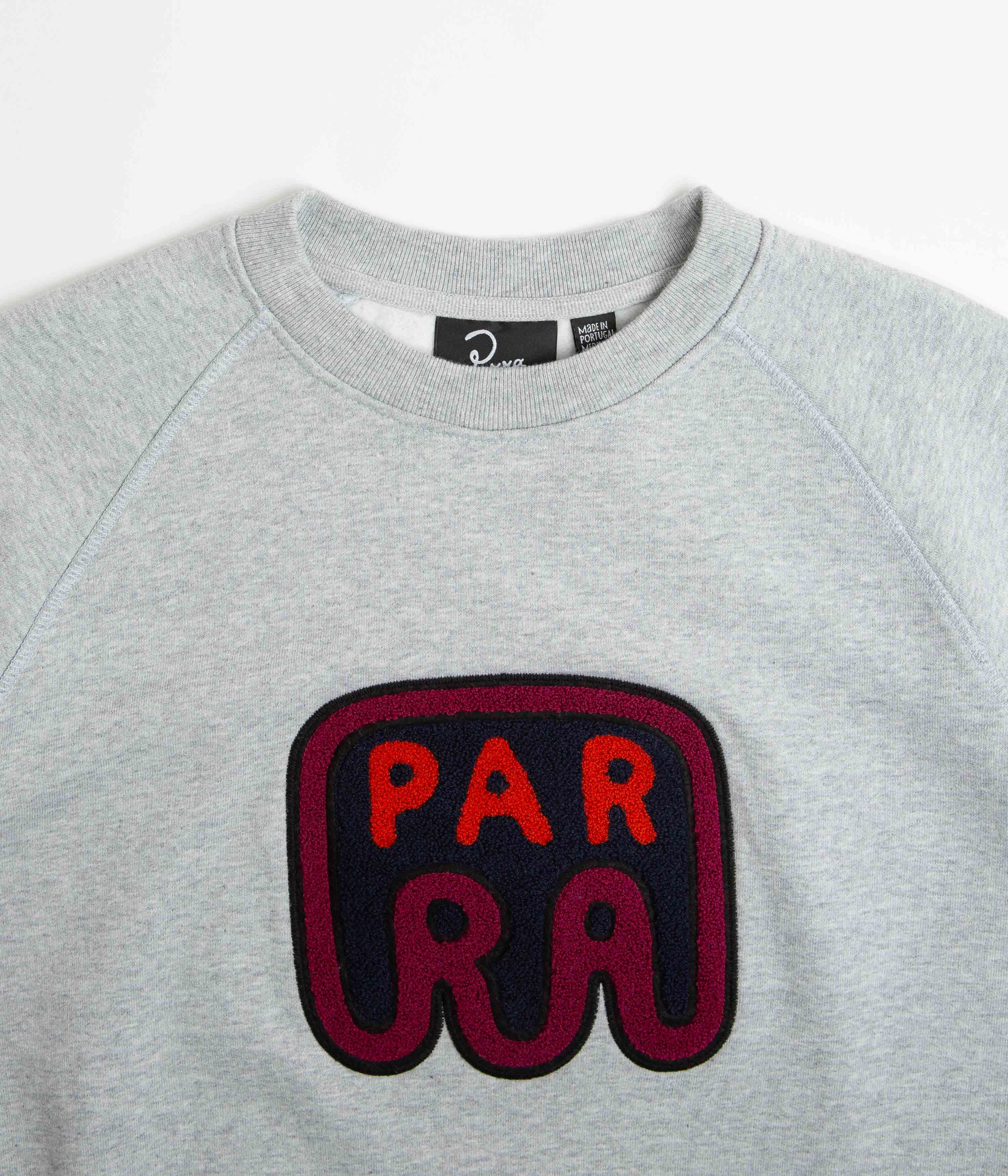 Parra Fast Food Logo Crewneck Sweatshirt - Heather Grey Unisex Pullover | Casual Streetwear for Men & Women | Perfect for Urban Fashion and Everyday Wear