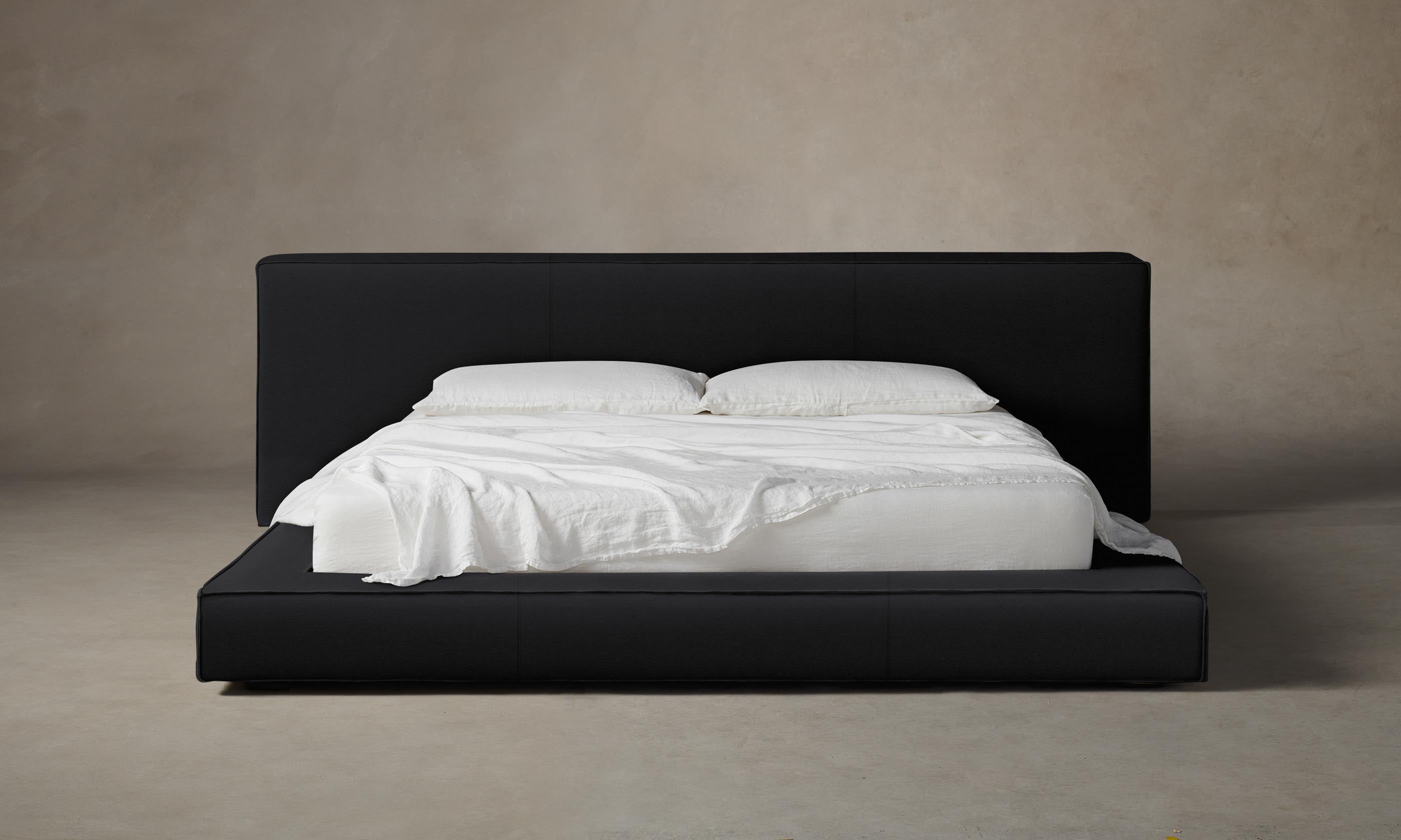 The Eldridge Bed - Premium Pebbled Leather Upholstered King Size Bed Frame with Sturdy Wooden Slats - Perfect for Modern Bedroom and Master Suite Decor