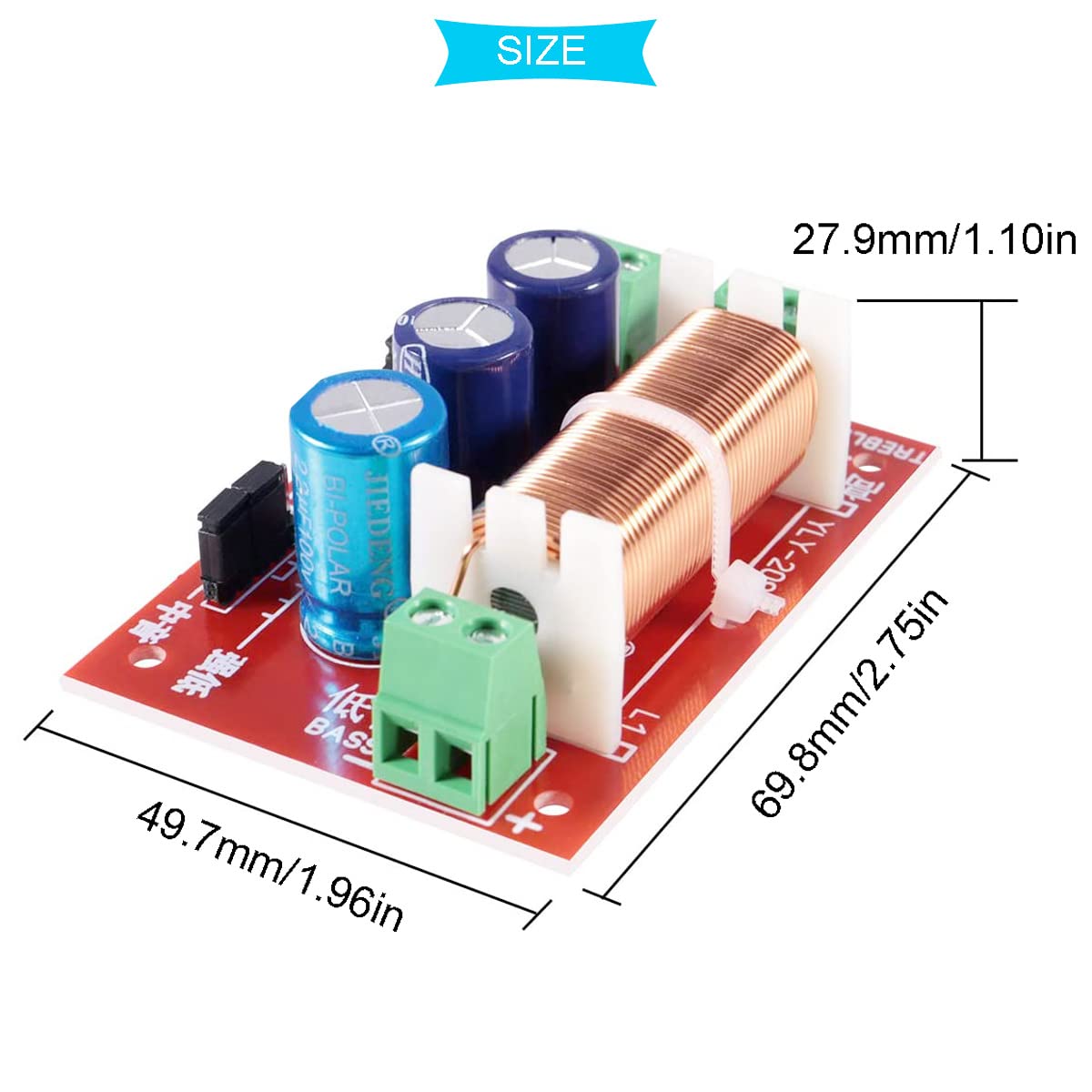400W 2-Way Speaker Audio Crossover Filter - Adjustable Treble/Bass Frequency Divider for Home Theater & Car Audio System - High Quality Audio Line Crossover for Professional Sound Setup