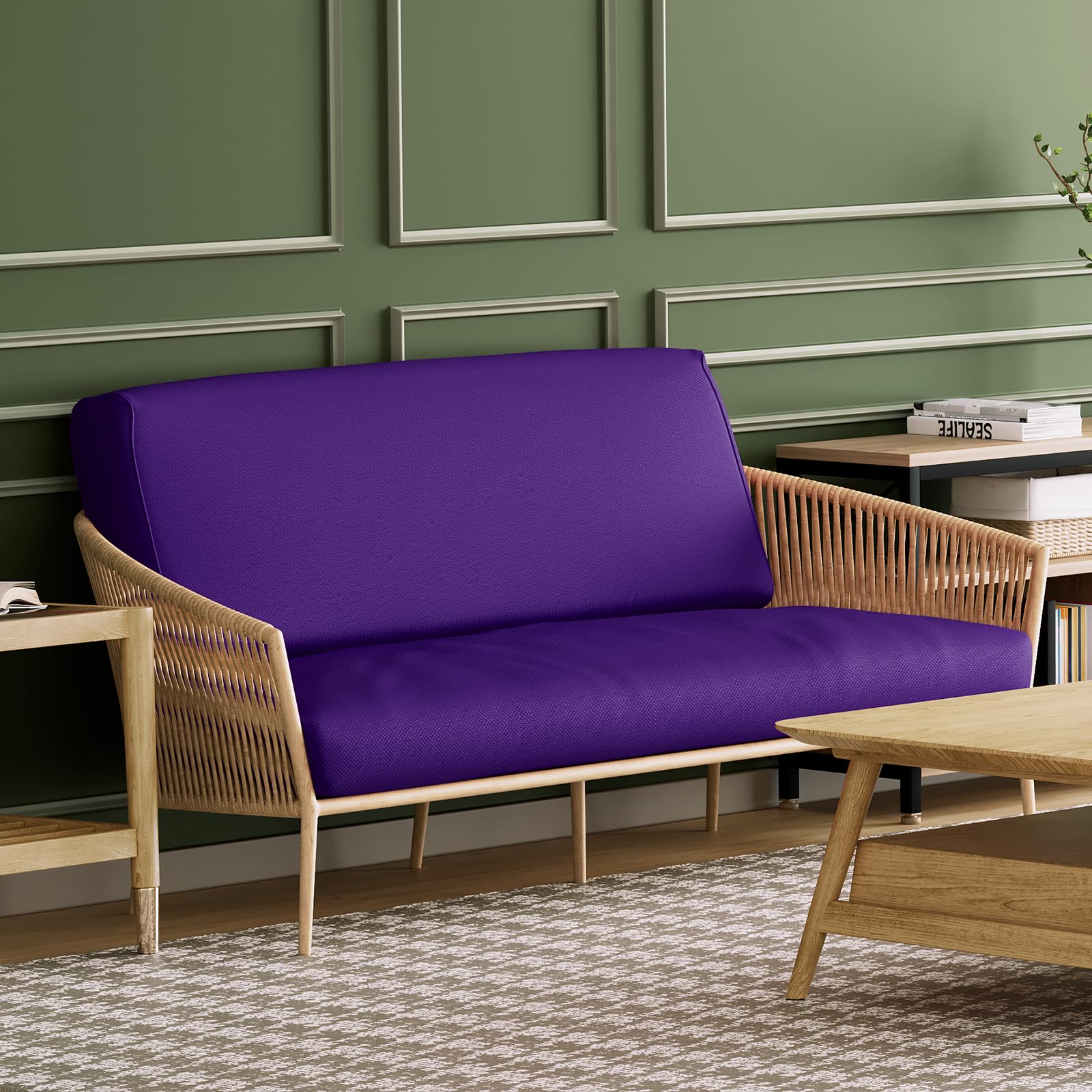 MoNiBloom Twin Stretch Futon Slipcover - Washable Zippered Armless Sofa Cover for Adults, Kids & Pets - Furniture Protector for Jackknife RV Sofas (Purple) | Perfect for Living Rooms, Dorms and Campers