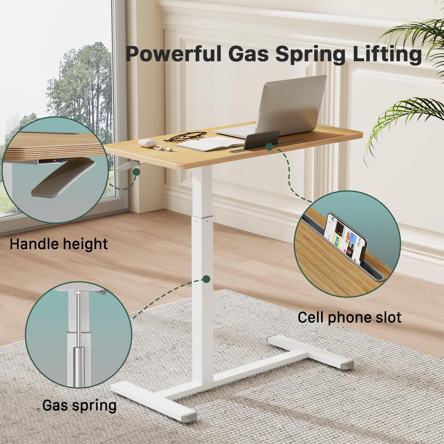 Adjustable Mobile Standing Desk with Wheels - 31.5