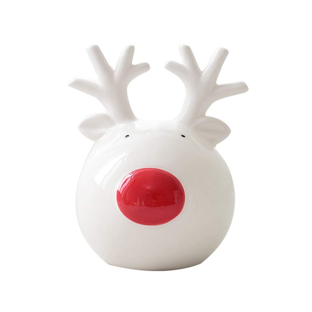 SEWACC Handcrafted Ceramic Elk Figurine - Elegant Christmas & Winter Home Decor for Office, Bookshelf, Mantel - Perfect Holiday Gift & Year-Round Decorative Statue