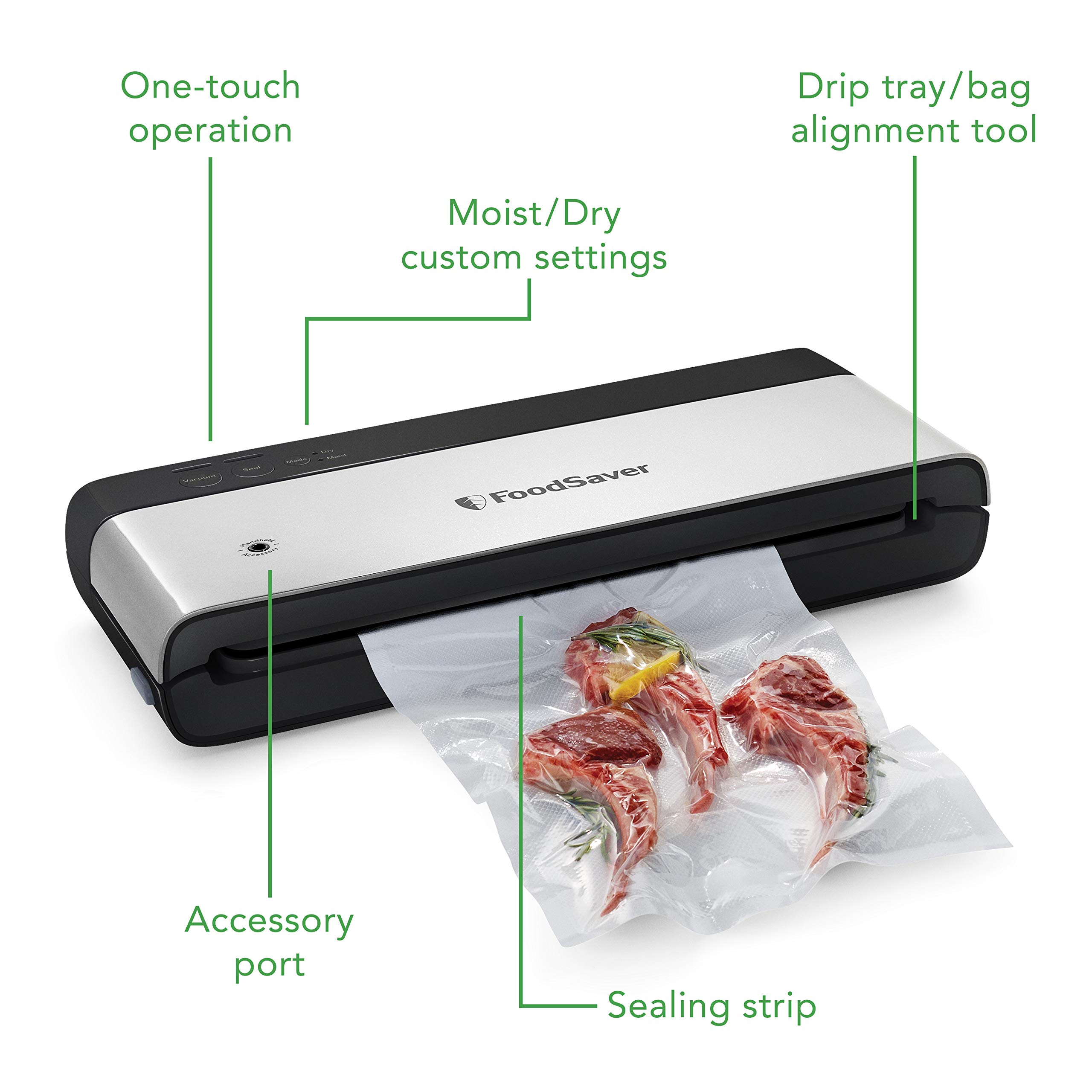 FoodSaver Vacuum Sealing Machine with Bags - Airtight Food Preservation System for Meal Prep, Sous Vide & Freezer Storage - Keep Food Fresh Longer