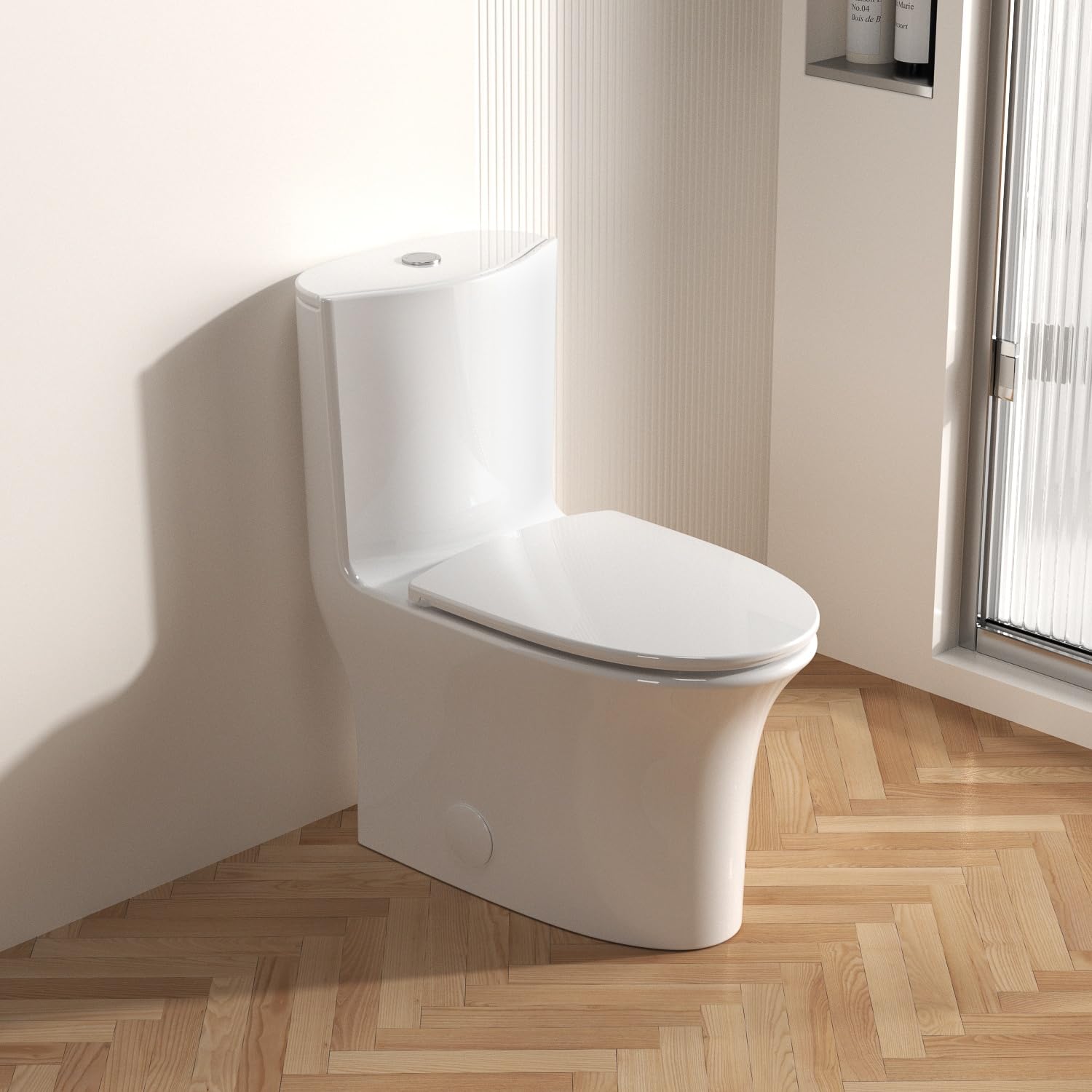 Dual Flush Elongated One Piece Toilet - Comfort Height ADA Compliant White Ceramic Bathroom Toilet for Home & Commercial Use | Perfect for Modern Bathrooms & Water Conservation