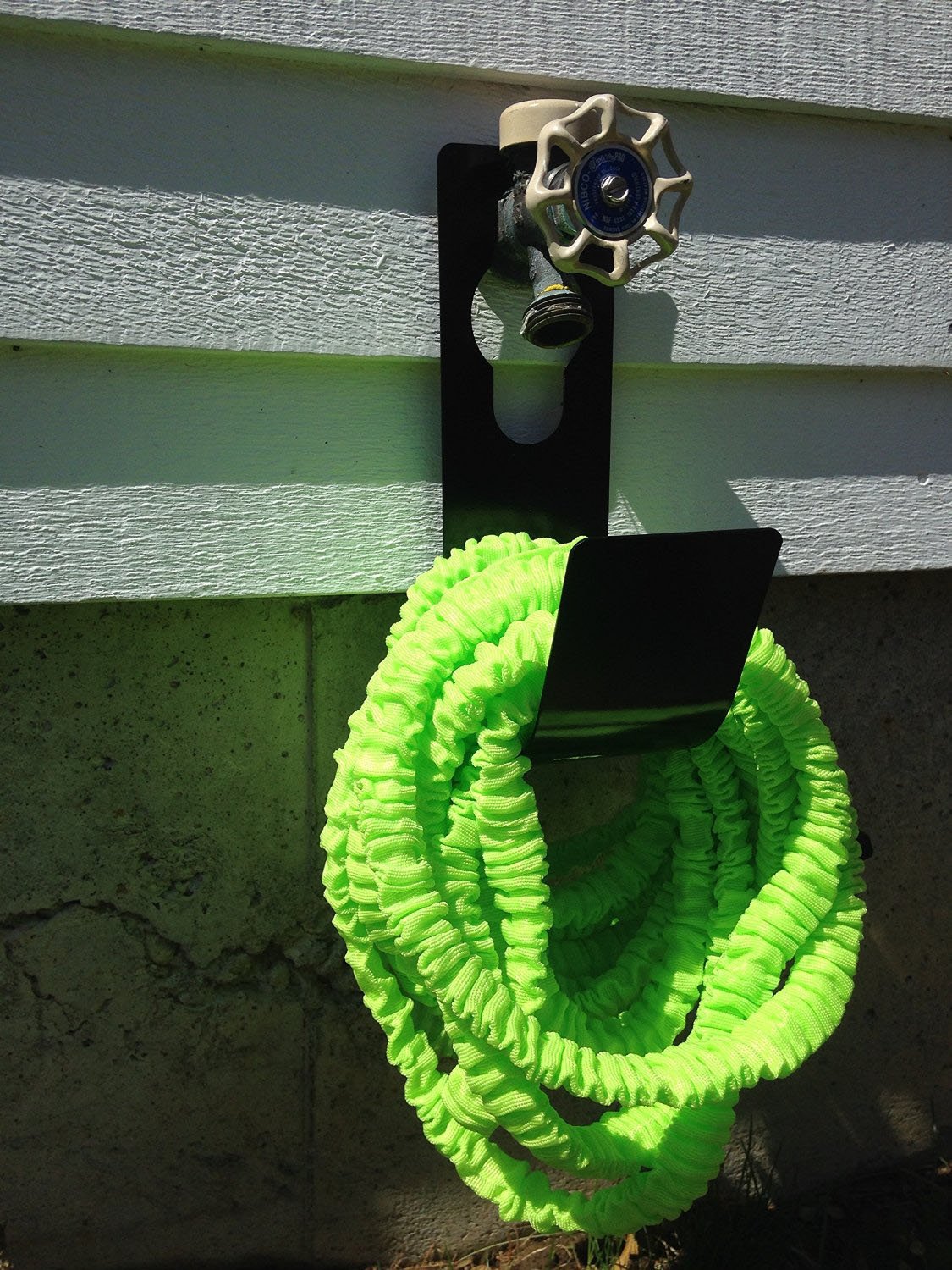 Metal Hose Holder for Faucet & Wall Mount - Perfect for XHose, Garden Hose (Black) - Outdoor Watering Solution