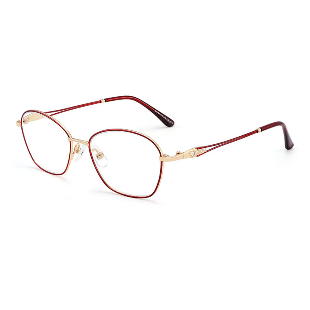 RICCIE Women's Progressive Reading Glasses - Pure Titanium Blue Light Blocking Presbyopia Glasses with HD Aspherical Resin Lenses (+1.0 to +3.0 Diopter) for Computer Work, Reading & Office Use