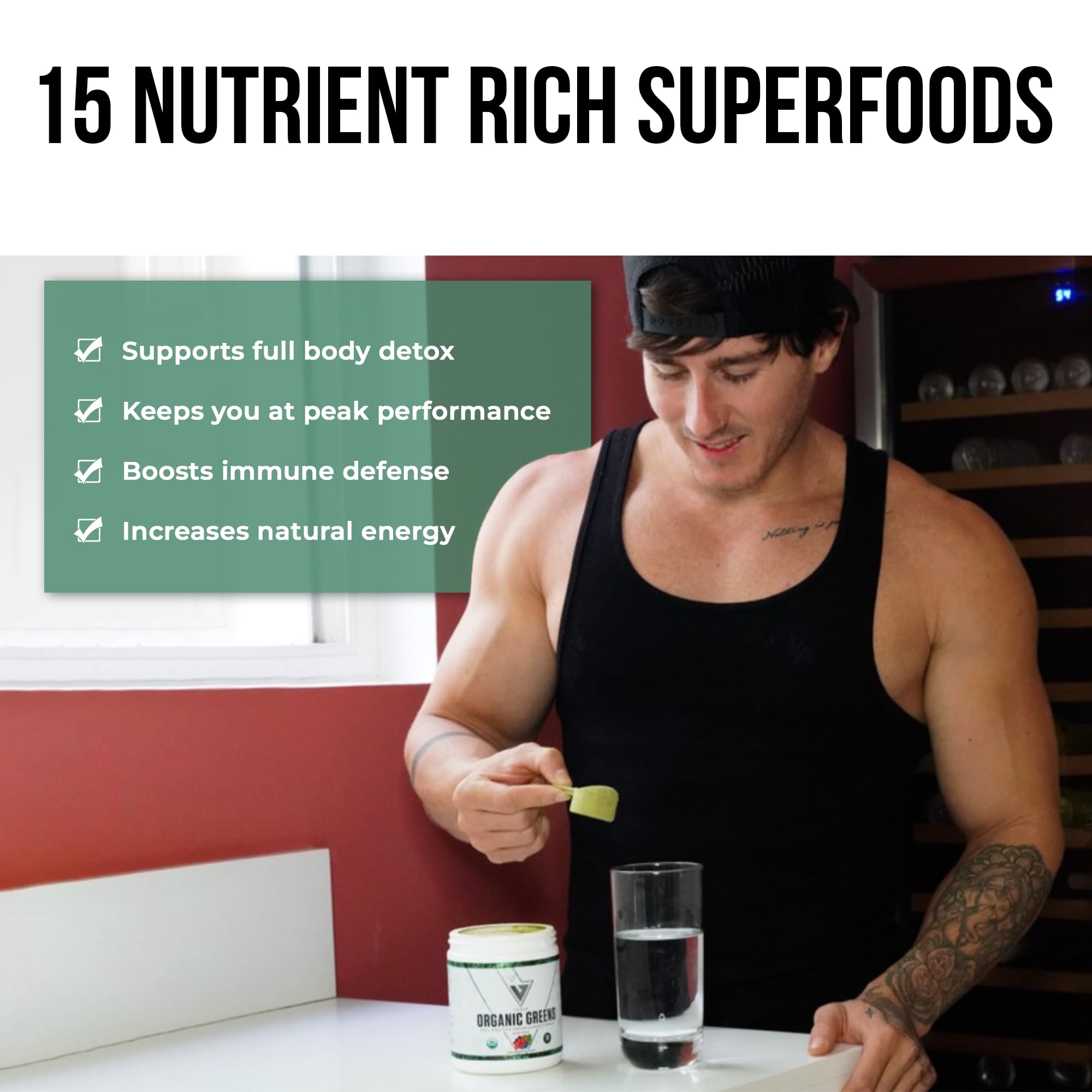 Organic Greens Superfood Powder by Vedge Nutrition - Vegan, Plant-Based Drink Mix for Energy, Antioxidants & Recovery - Full Spectrum Greens Supplement for Athletes & Active Lifestyles - Mixed Berry Flavor (30 Servings) - Perfect for Post-Workout Recovery & Daily Nutrition Boost