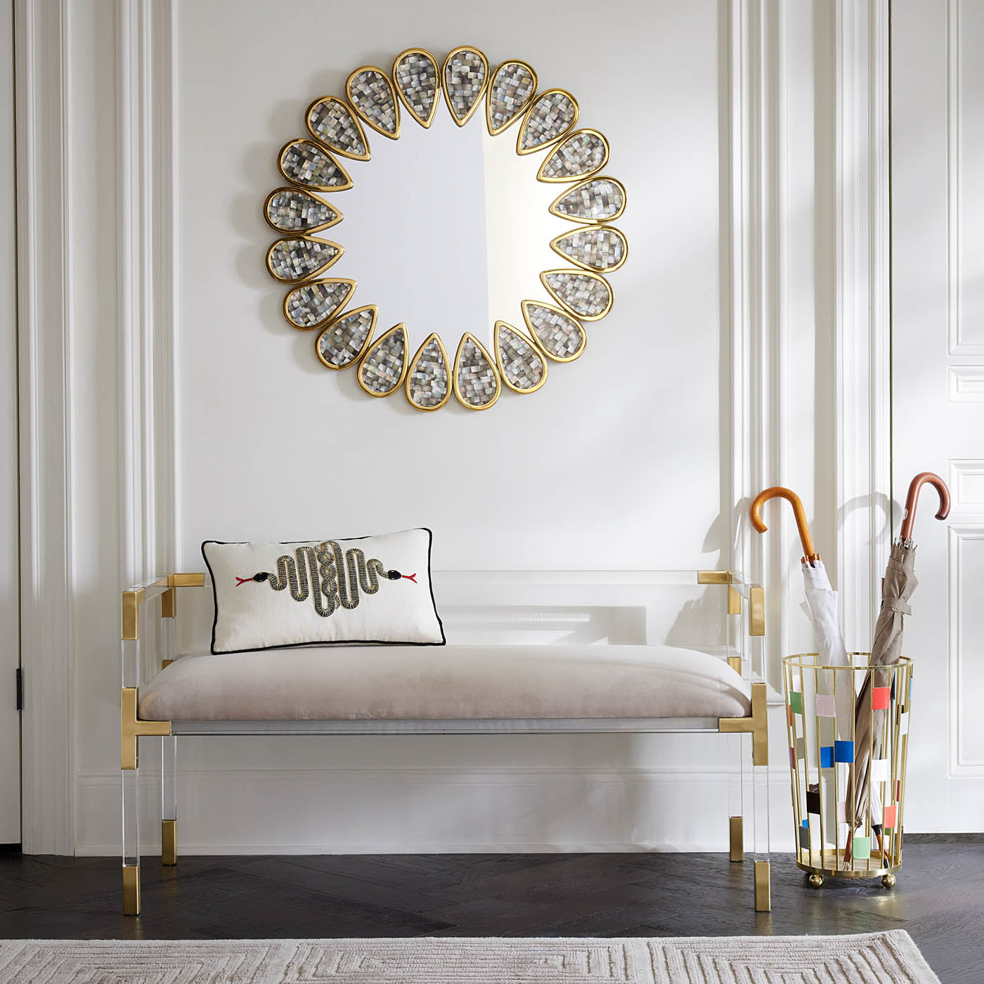 Elegant Petal Grey Mirror - Modern Round Wall Mirror for Living Room, Bedroom, and Bathroom Decor - Perfect for Home & Office Interior Design