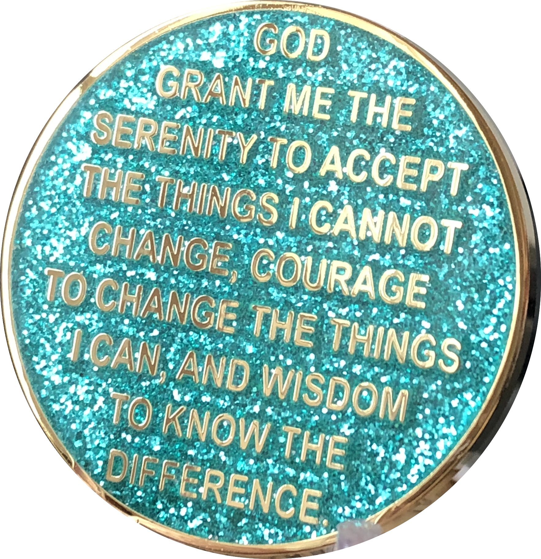 1 Year AA Medallion Reflex Aqua Glitter Gold Plated Turquoise Color Chip - Perfect for Jewelry Making, DIY Crafts, Gift Giving and Fashion Accessories