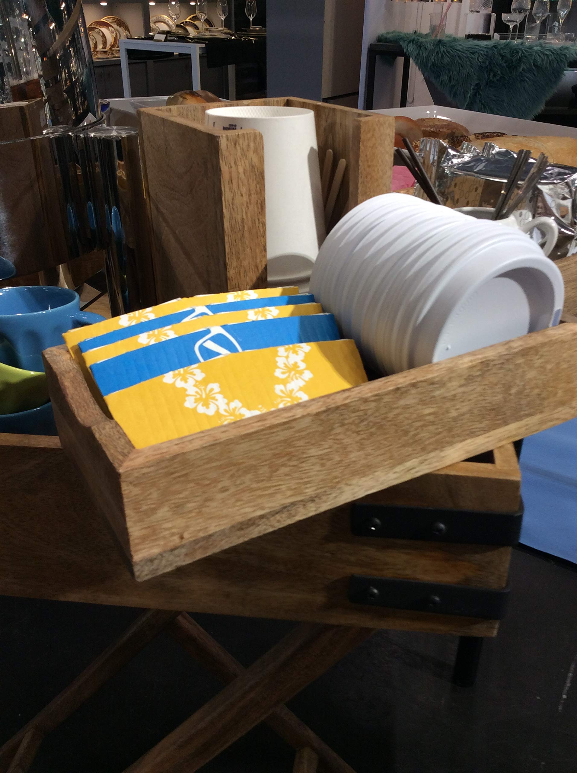 Premium Napa Wood Small Caddy with Lid Holder - 9.5