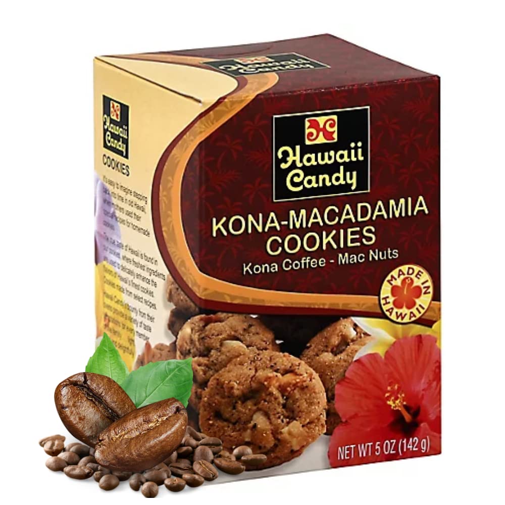 Premium Kona Coffee Macadamia Nut Cookies from Hawaii - Authentic Hawaiian Treat - Healthy Snack Pack (5 oz) - Perfect for School Lunches, Office Snacks & Gift Baskets