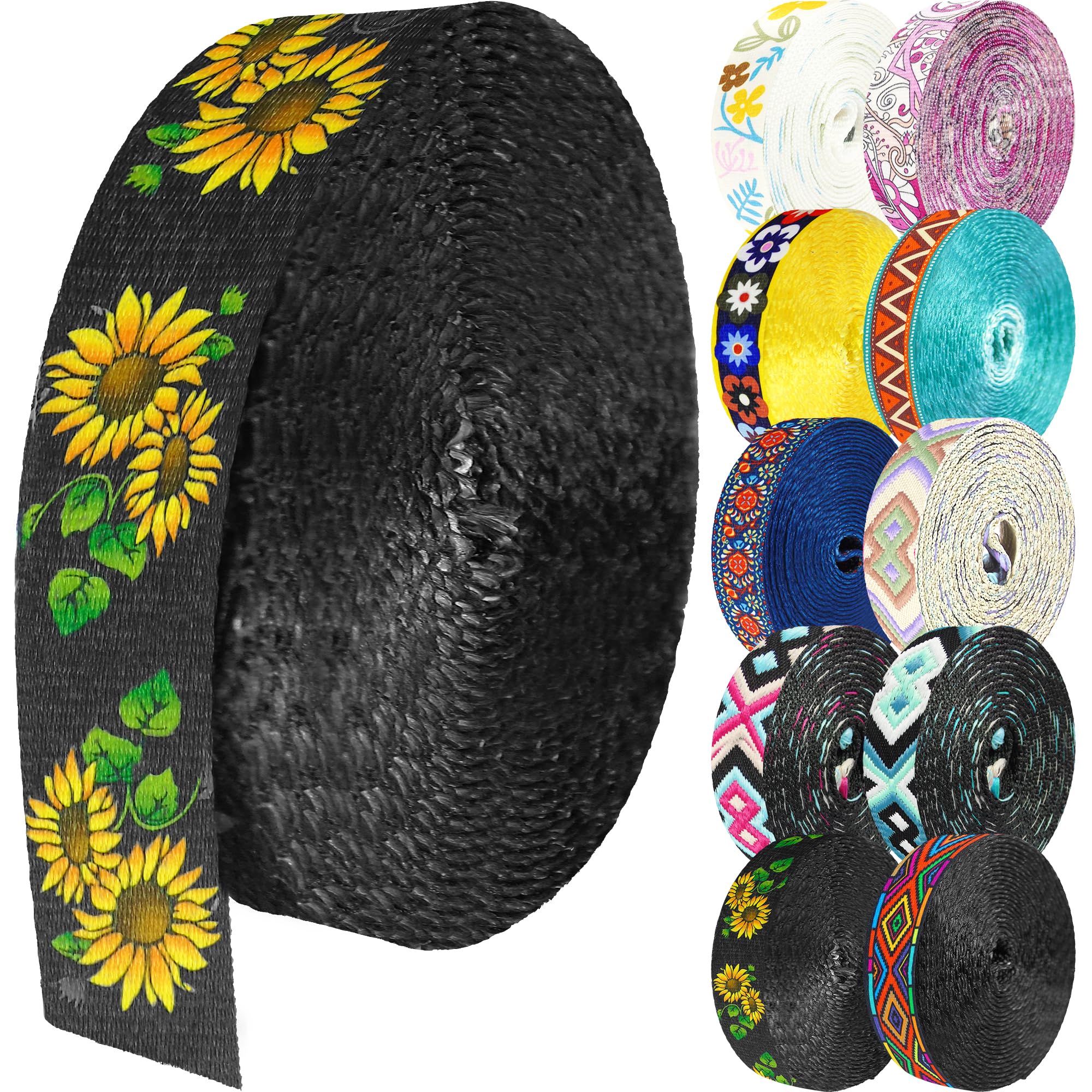 1.5 Inch Patterned Nylon Webbing Belt - Adjustable Straps for Purses, Backpacks, Luggage & Seatbelt Replacement - Durable Multi-Purpose Nylon Strap for DIY Crafts, Pet Collars & Outdoor Gear Accessories