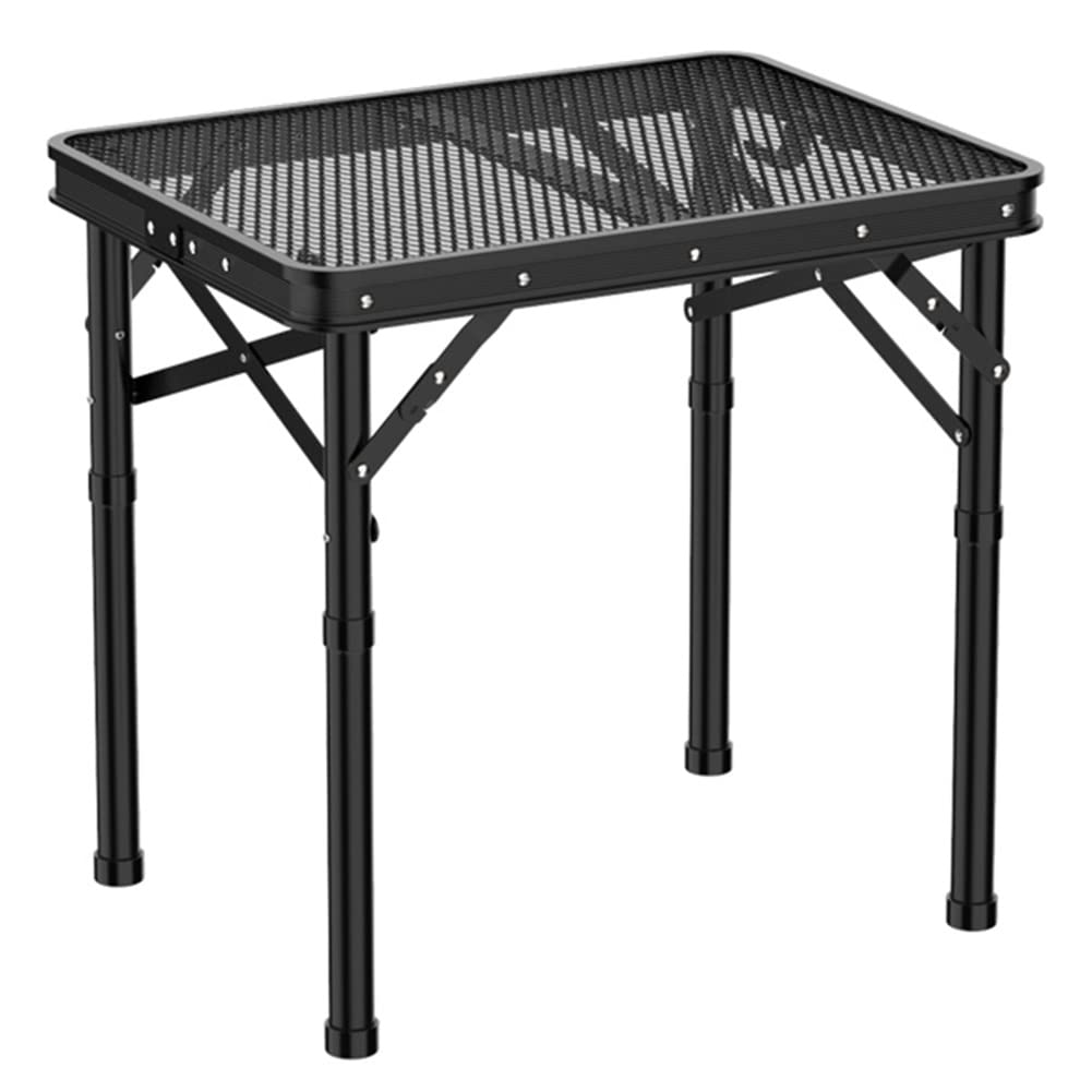 Heavy Duty Folding Table - Portable Adjustable Height Camping Table with Handle, 220lbs Capacity Aluminum Frame Metal Mesh Desktop for Outdoor, Indoor, Camping, Picnic, BBQ, Party, Dining, Office & Home Use
