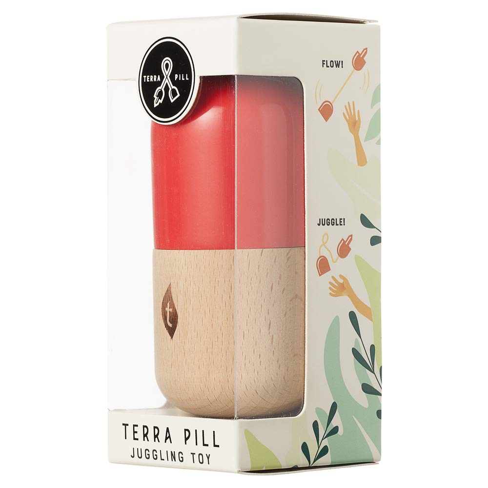 Premium Terra Kendama - The Pill Wooden Skill Toy for Hand-Eye Coordination - Red - Perfect for Stress Relief, Office Desk Toys & Outdoor Play