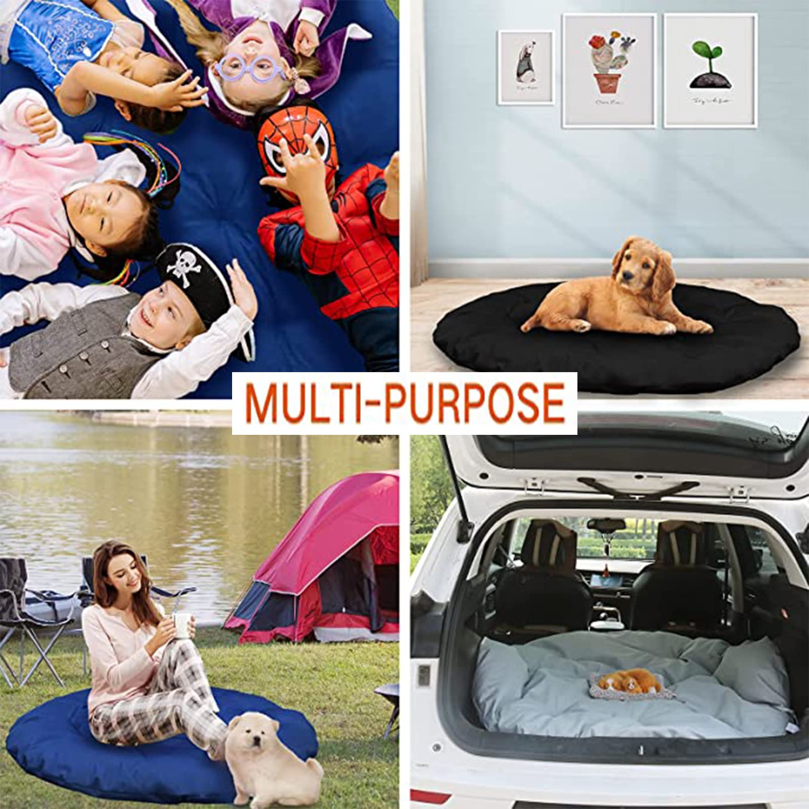 Premium Solid Papasan Patio Chair Cushion - Thick Overstuffed Outdoor Egg Seat Cushion for Hammock Swings - 67 Inch (170cm) Black - Perfect for Indoor & Outdoor Relaxation in Gardens, Porches and Backyards