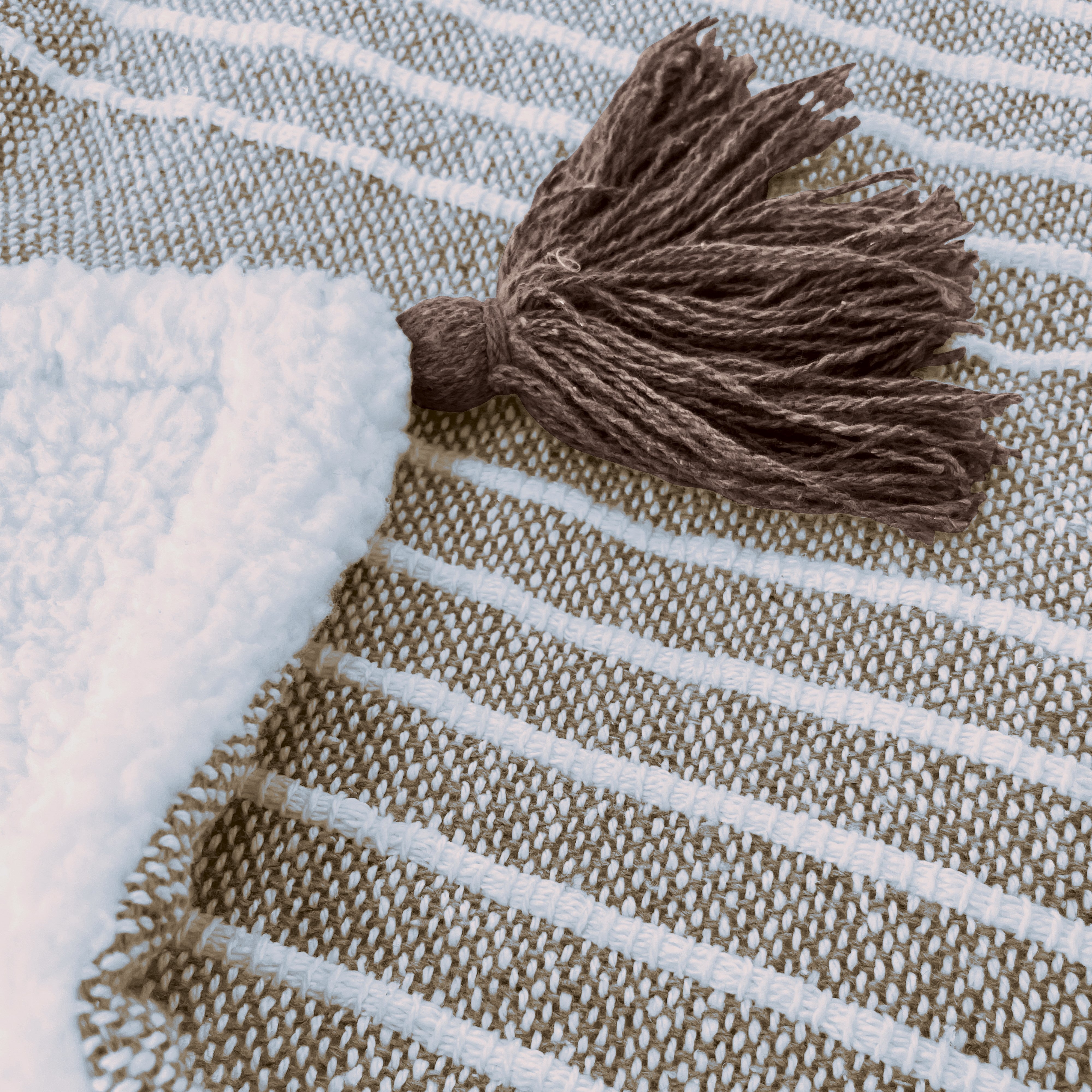 Mandy Stripe Throw Blanket 130x170cm (51x67 inches) - Soft Taupe & Ivory Cozy Knit Blanket for Couch, Bed, Sofa - Perfect for Living Room, Bedroom, and Home Decor