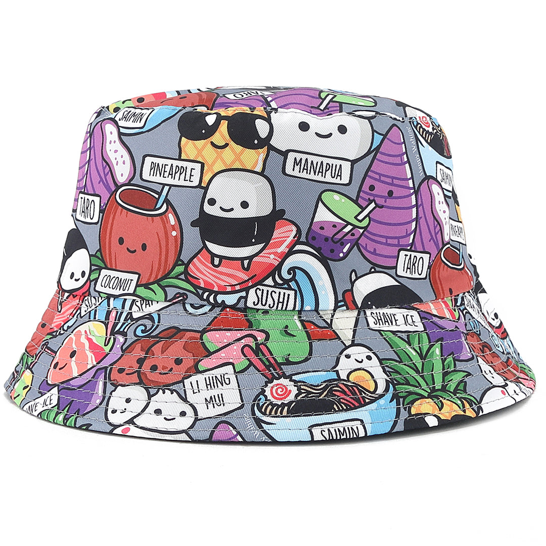Stylish Grey Bucket Hat for Men & Women - Hawaiian-Inspired Sun Protection - Perfect for Beach, Travel, and Outdoor Adventures