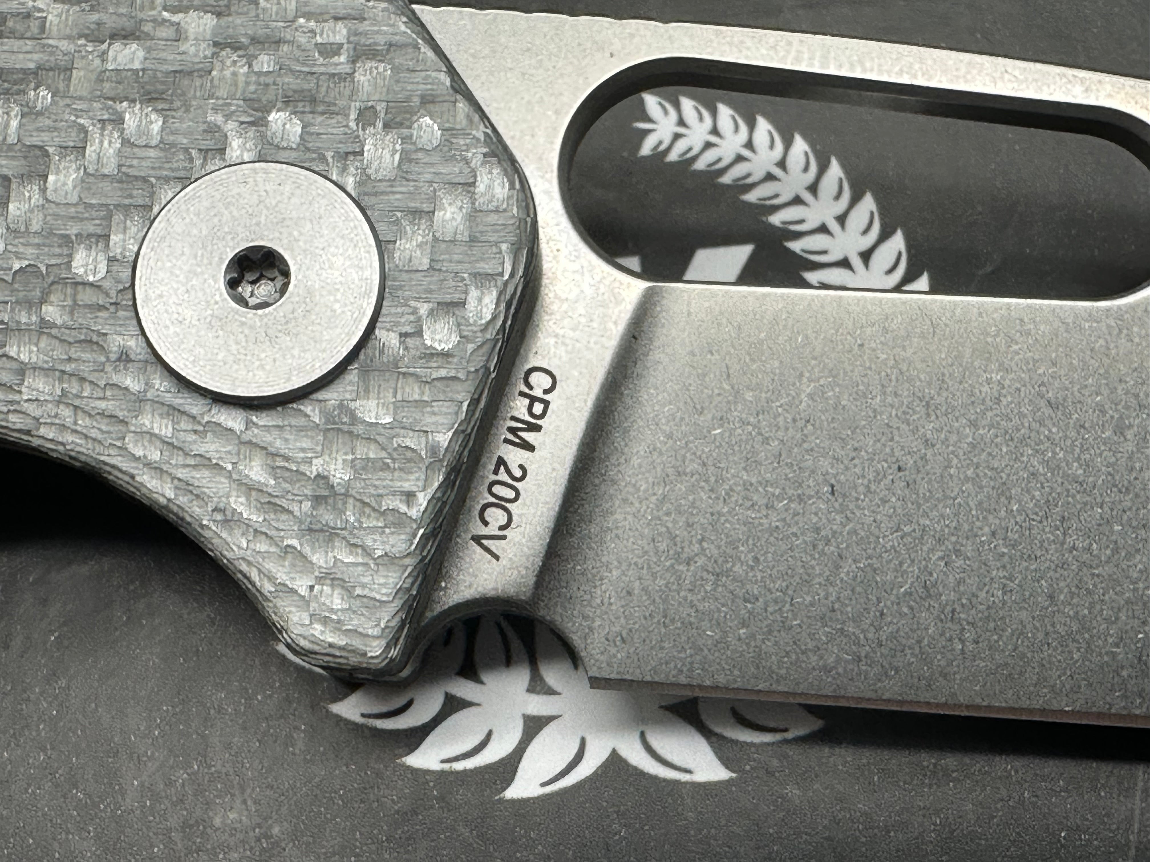 Premium Asher Spiro Silver CF Folding Knife - 3.2