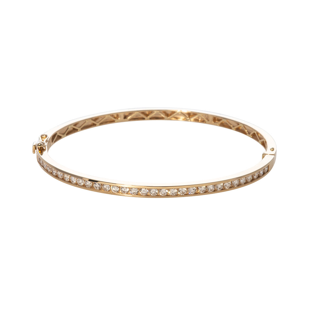 1.30ctw Diamond Channel Set 14K Yellow Gold Bangle Bracelet for Women - Elegant Jewelry Gift for Anniversary, Wedding & Special Occasions