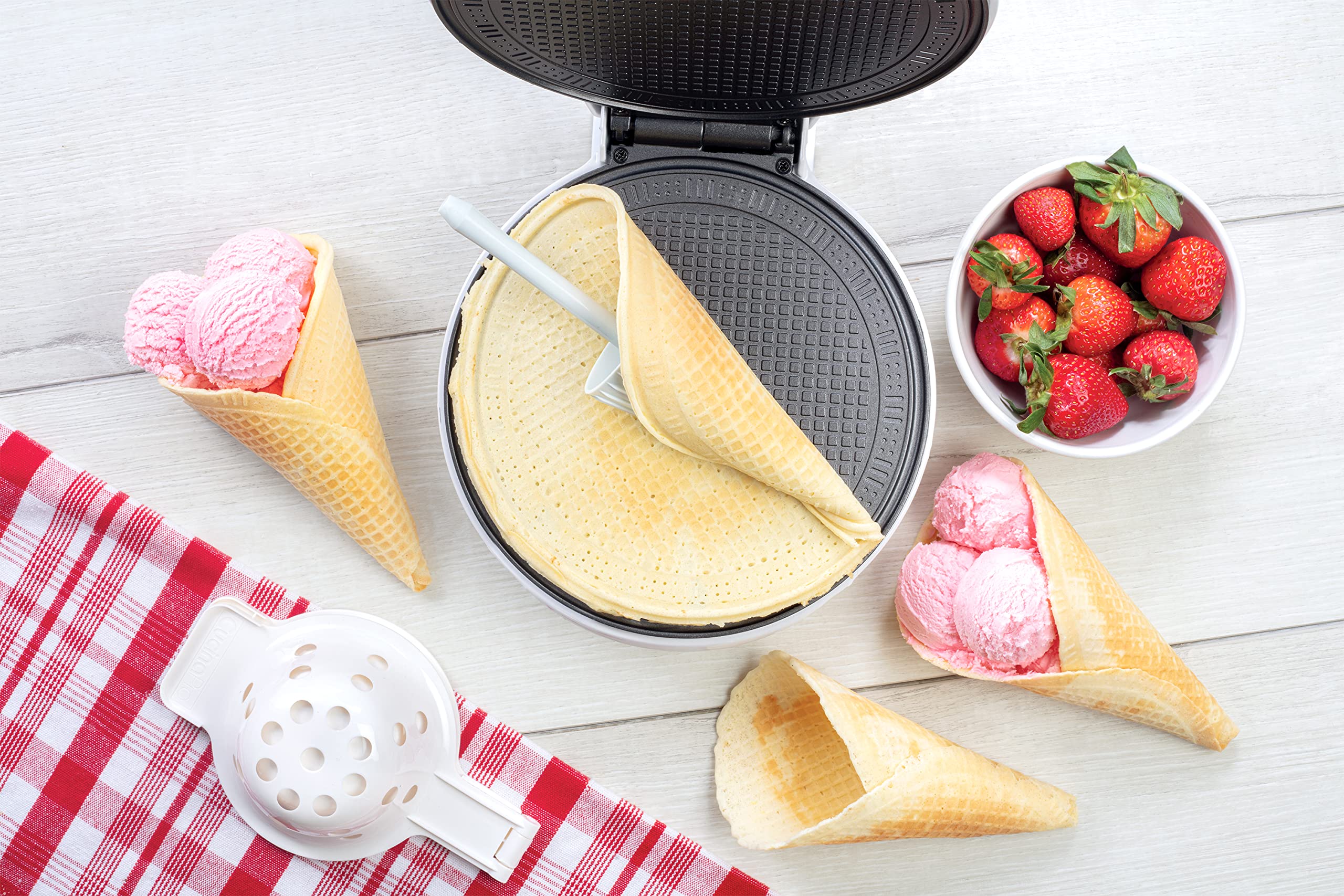 Electric Waffle Cone and Bowl Maker - Nonstick Waffler Iron Machine for Homemade Ice Cream Cones, Sundaes & Desserts | Includes Shaper Roller & Bowl Press | Perfect DIY Treat for Kids & Adults | Great for Parties, Gifts & Home Dessert Making