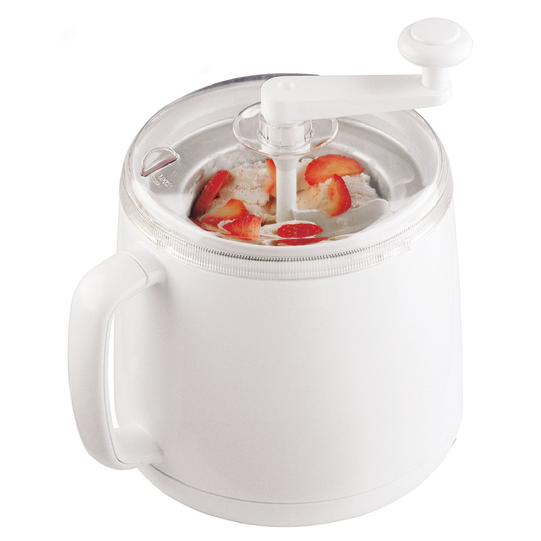 Donvier 837450 1-Quart White Manual Ice Cream Maker - Homemade Frozen Dessert Maker for Parties, BBQs & Family Treats