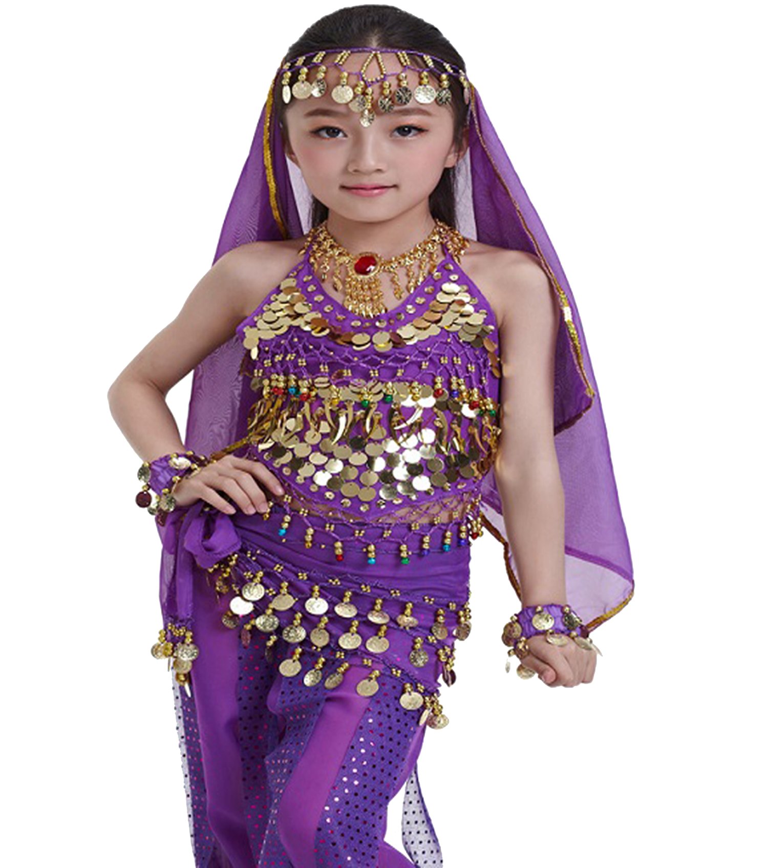 Kids Princess Indian Belly Dance Costume Set - Bollywood Cosplay Outfit for Girls | Perfect for Halloween, Dance Performances & Dress-Up Parties