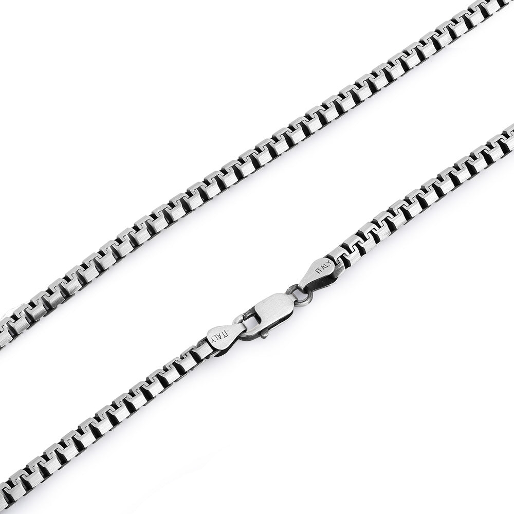 Gun Metal 24 Inch Zipper Box Chain Necklace 3.0mm - Stylish Men's & Women's Fashion Jewelry for Casual Wear, Parties, and Gifts