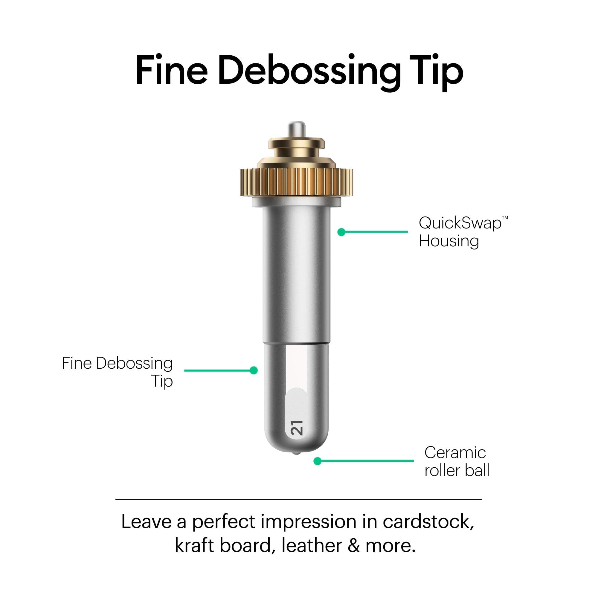Cricut Fine Debossing Tip with QuickSwap Housing - Rolling Ball Tip for Thick Foil, Cardstock & Materials - Compatible with Cricut Maker - Perfect for Personalized Crafts, DIY Greeting Cards & Home Decor Projects