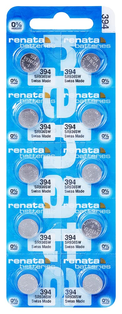 Renata 394 SR936SW 1.55V Silver Oxide Watch Batteries (10-Pack) - Long-Lasting Power for Watches, Calculators & Small Electronics - Perfect Replacement for SR936, 394, D394, 379 Cells