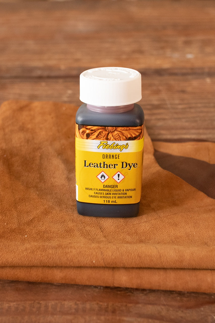 Fiebing's Leather Dye - 4 oz (118ml) Orange Oil-Based Leather Stain for Shoes, Bags, Belts & Furniture - Professional Leather Crafting & Repair Supplies