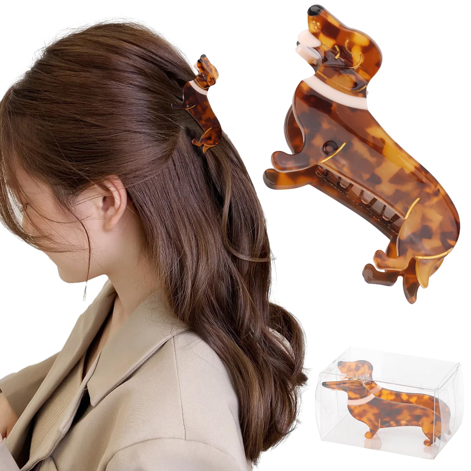 **Cute Dachshund Dog Hair Clips for Women - Acetate Animal Hair Accessories for Puppy Lovers - Perfect Mother's Day, Birthday & Christmas Gifts - Great for Pet Lovers, Stocking Stuffers & Everyday Styling**