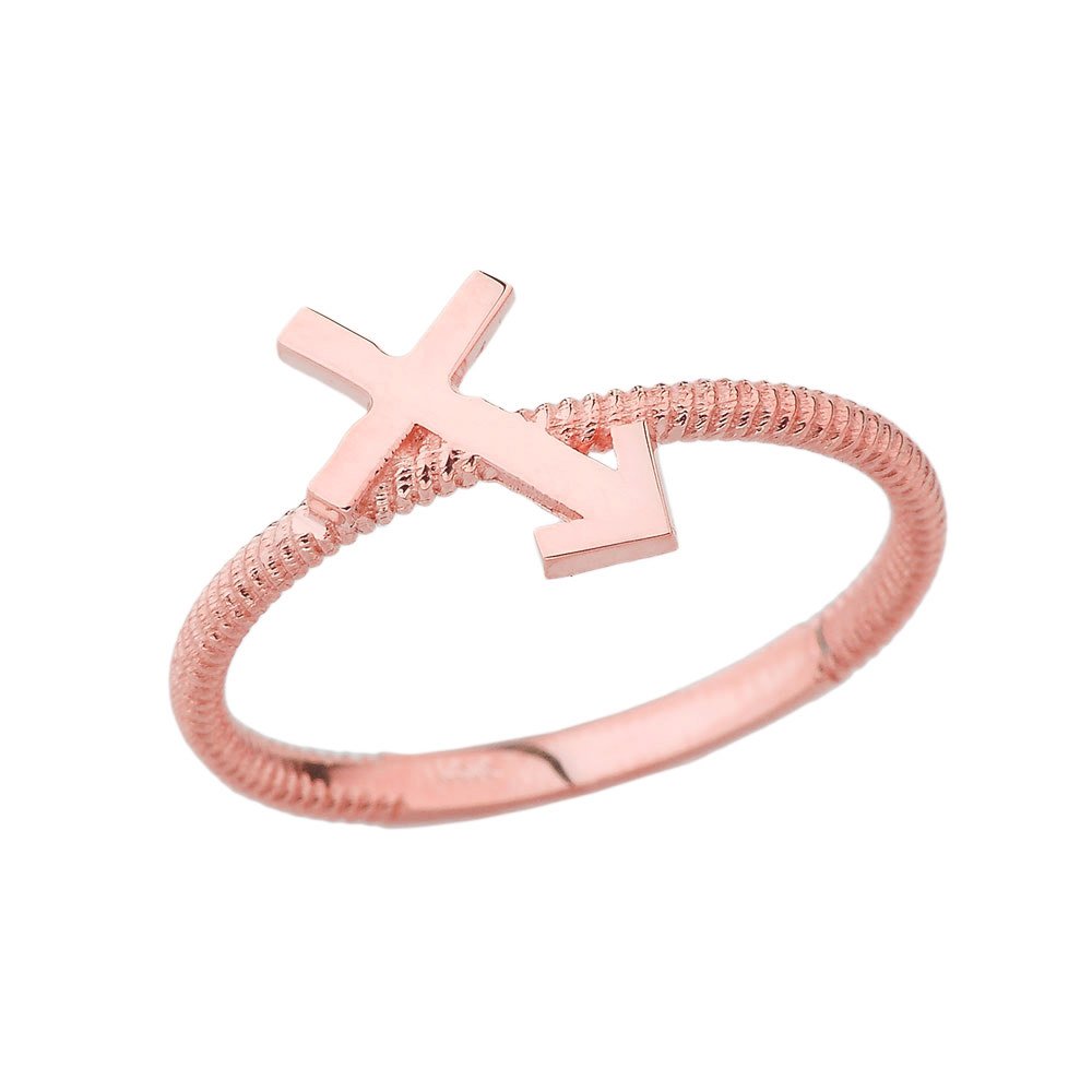 14K Rose Gold Sagittarius Zodiac Sign Rope Ring for Women - Perfect for Birthdays, Gifts, and Everyday Elegant Jewelry