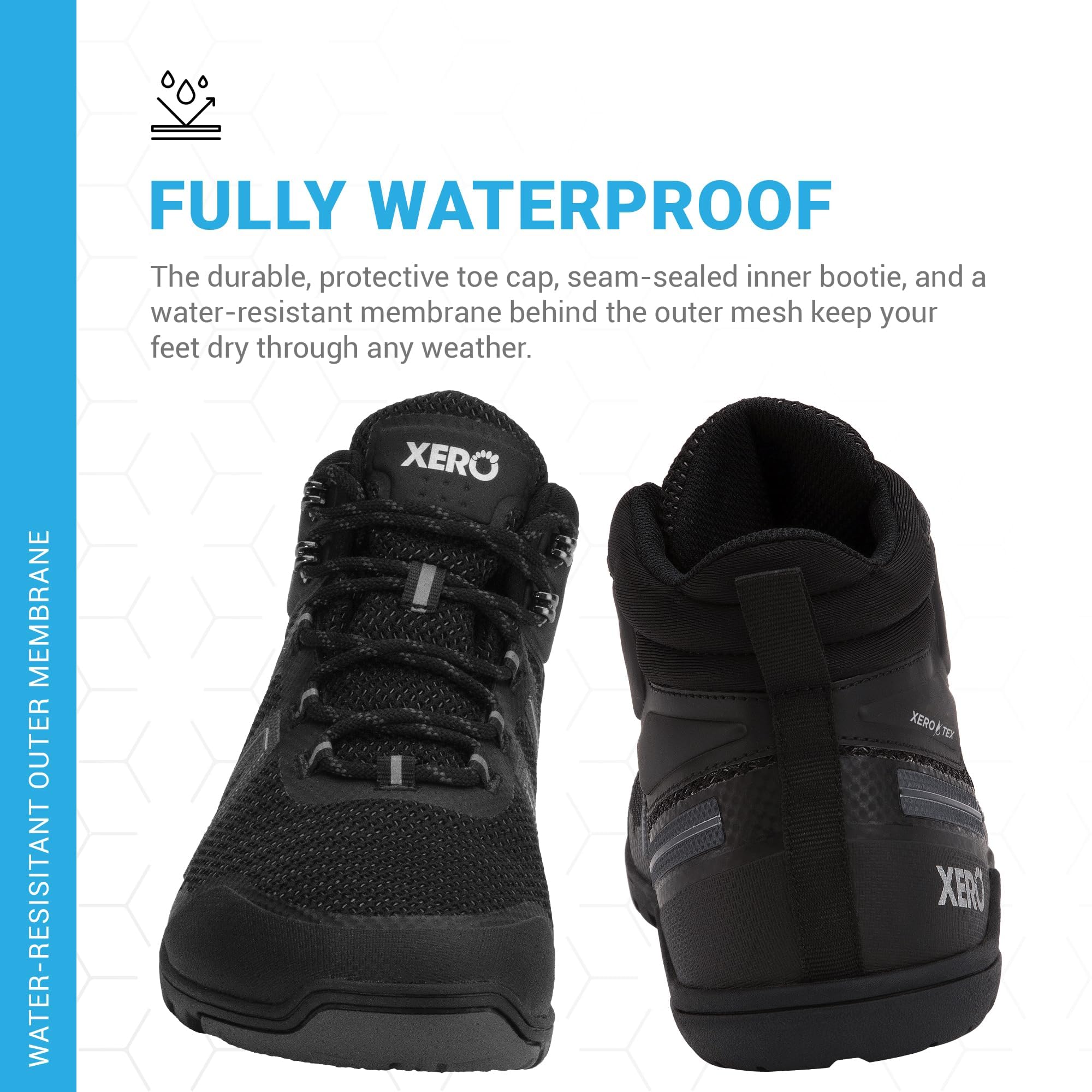 Xero Shoes Men's Barefoot Hiking Boots - Xcursion Fusion Waterproof Trail Shoes with Wide Toe Box & Zero Drop Design | Lightweight Minimalist Outdoor Footwear for Trekking, Camping & Backpacking Adventures