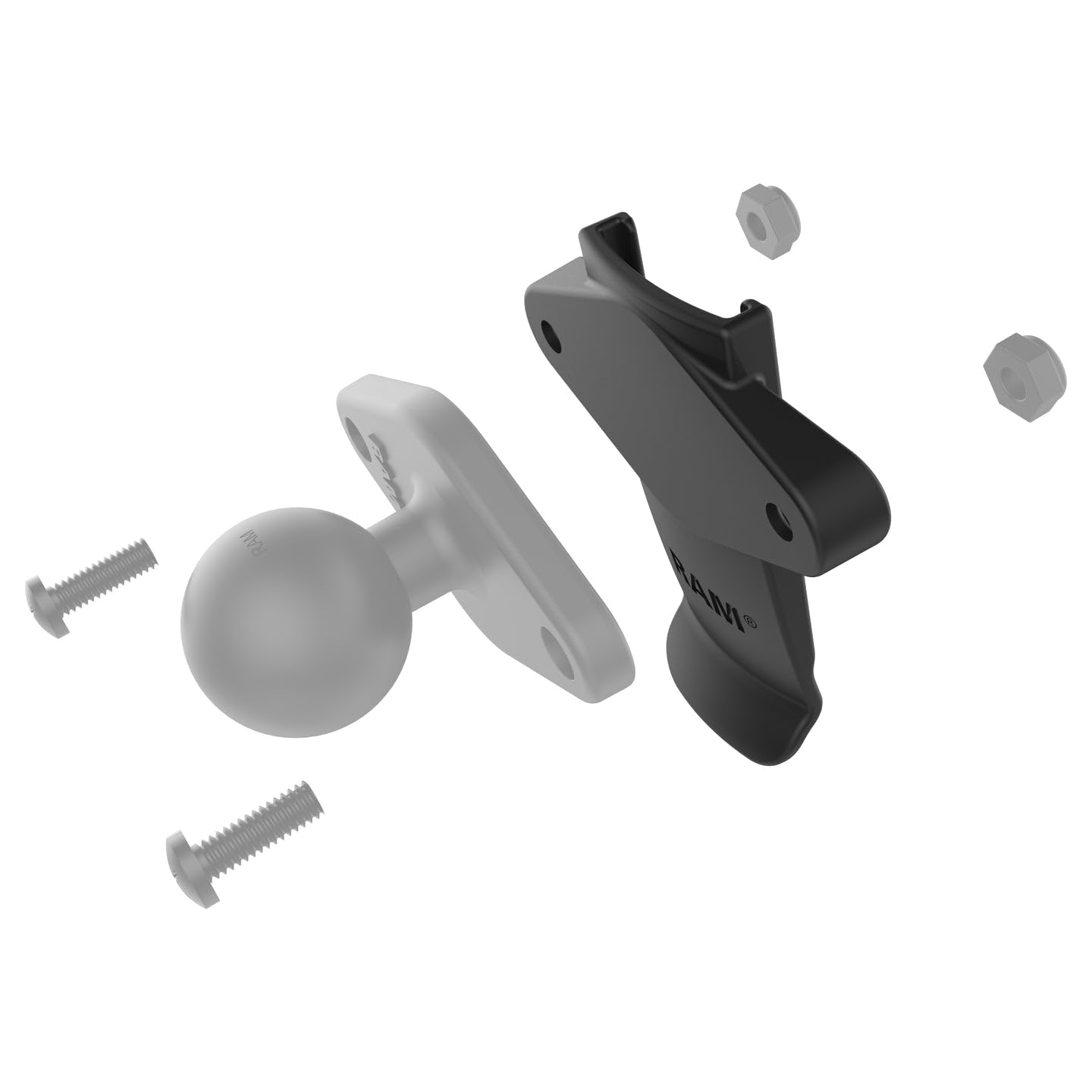 RAM MOUNTS RAM-HOL-GA76U 通用支架 - 黑色被动式车载底座，兼容Garmin手持设备，适用于汽车、摩托车、自行车导航