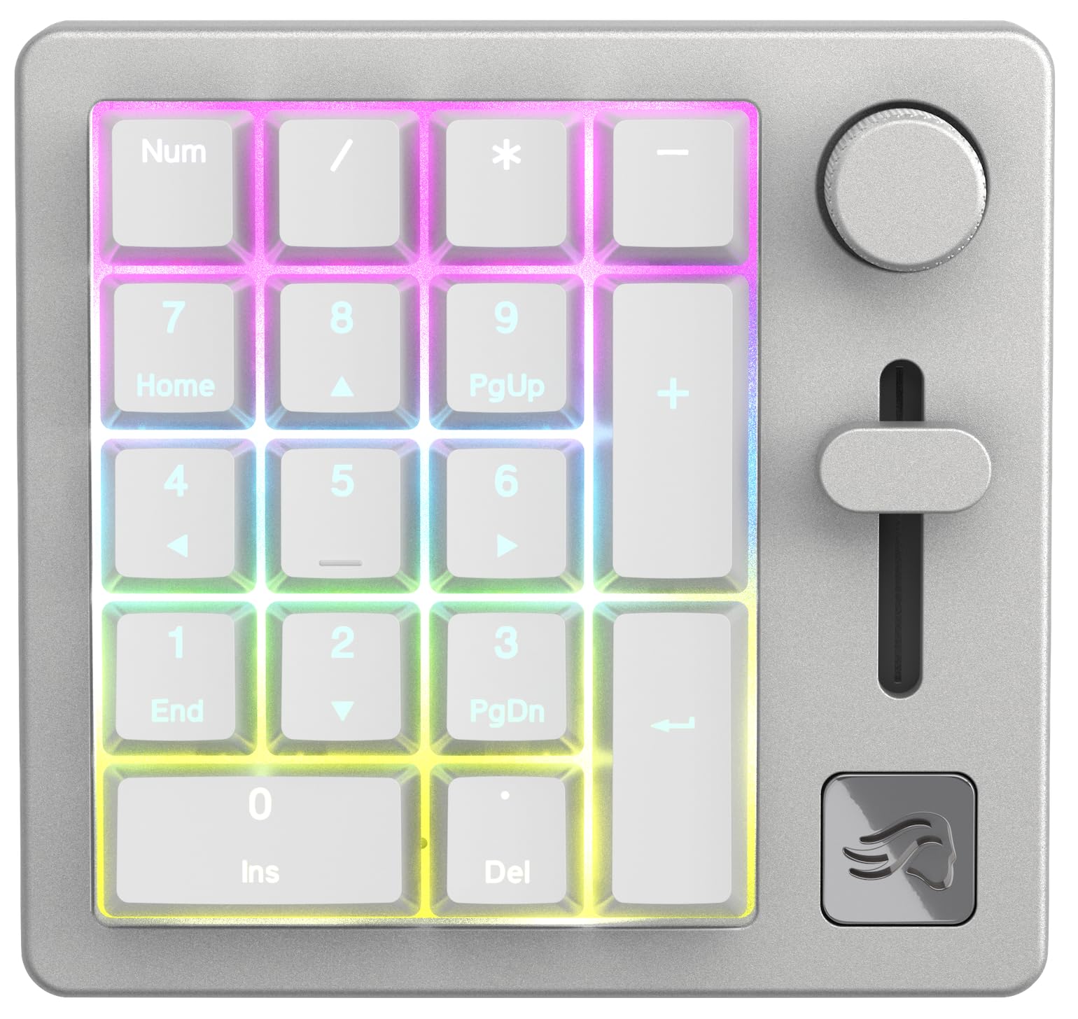 Glorious GMMK Macro Numpad - Wired & Wireless Bluetooth Mechanical Keypad, Premium Aluminum Frame, Customizable Knob & Slider, RGB Backlit, Linear Switches, 18 ABS Doubleshot Keycaps (Ice White) - Perfect for Gaming, Programming & Office Work