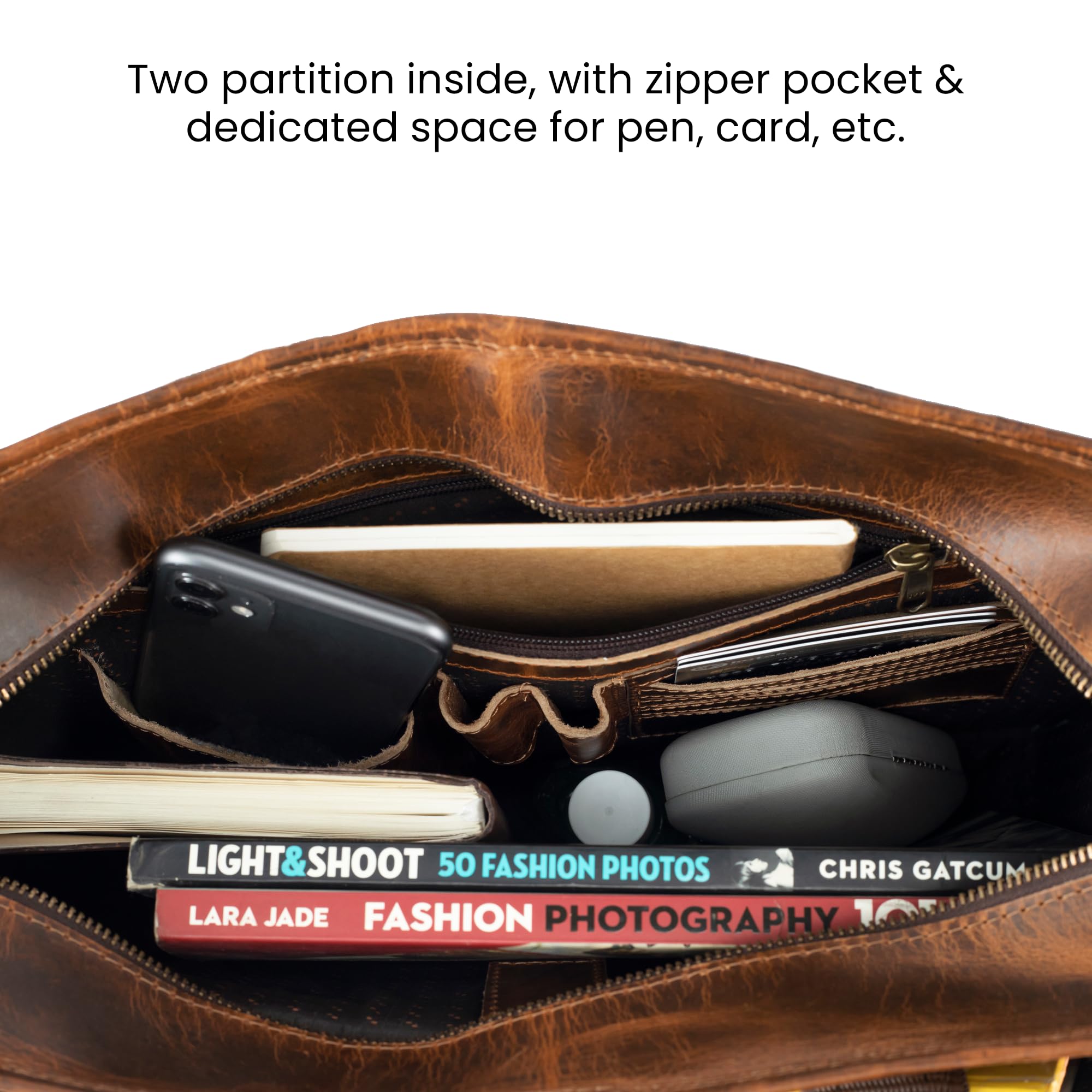 Premium Handmade Leather Laptop Briefcase for Men & Women - Arthur Travel Messenger Bag Fits 15 Inch Laptop - Crossbody Satchel for Office Work, Business Travel & Daily Commute