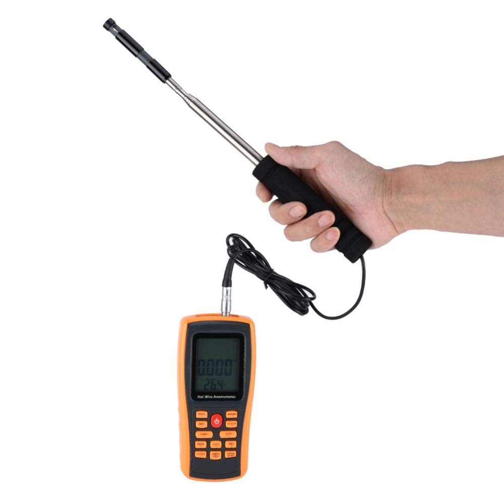 GM8903 Hot Wire Anemometer - Digital Wind Speed Meter with Temperature Measurement, Portable Air Flow Tester for HVAC, Industrial, and Outdoor Use
