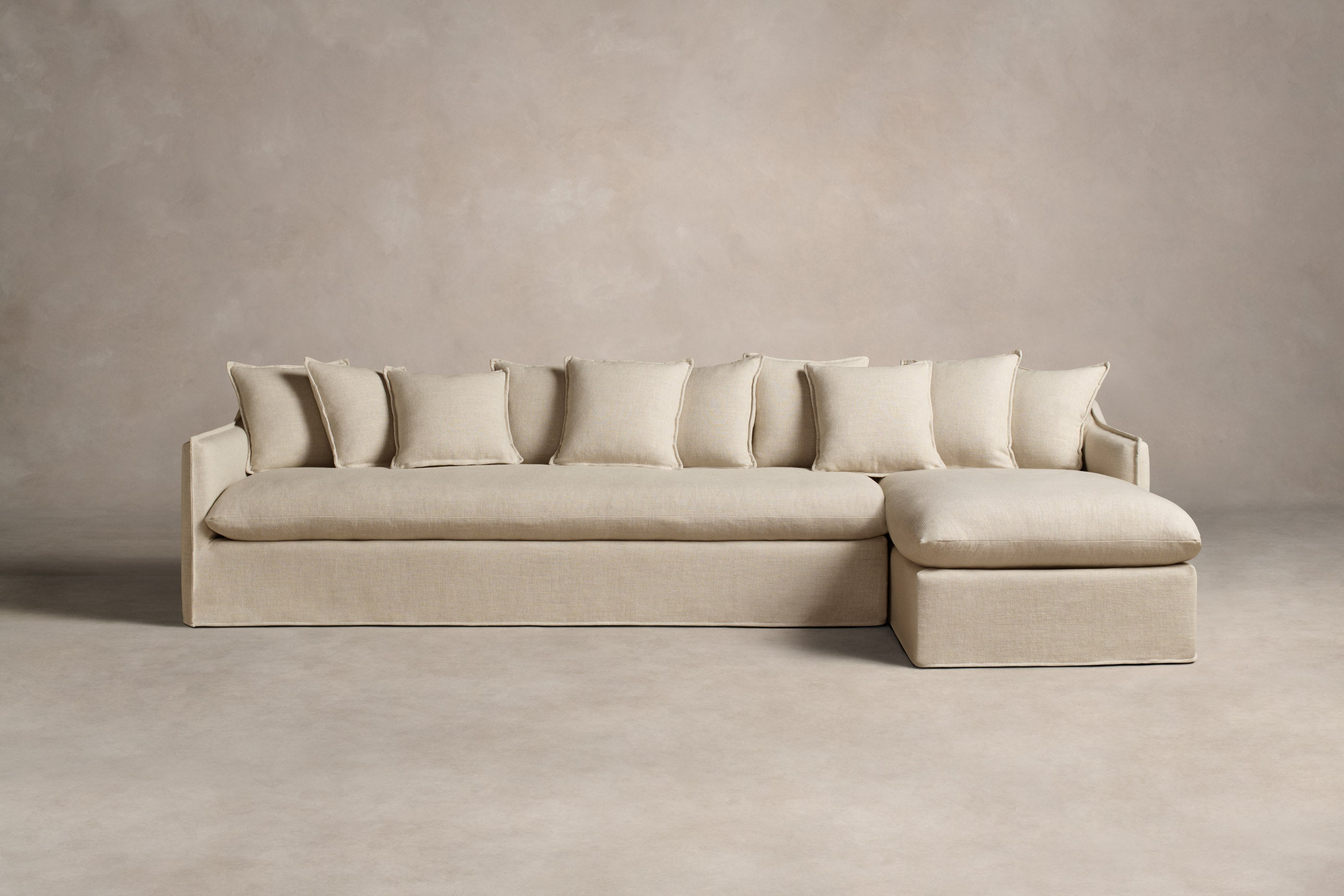 Dune Sectional Sofa - Performance Linen Weave Fabric in Prairie Color | Modern Living Room Furniture for Comfortable Lounging & Entertaining