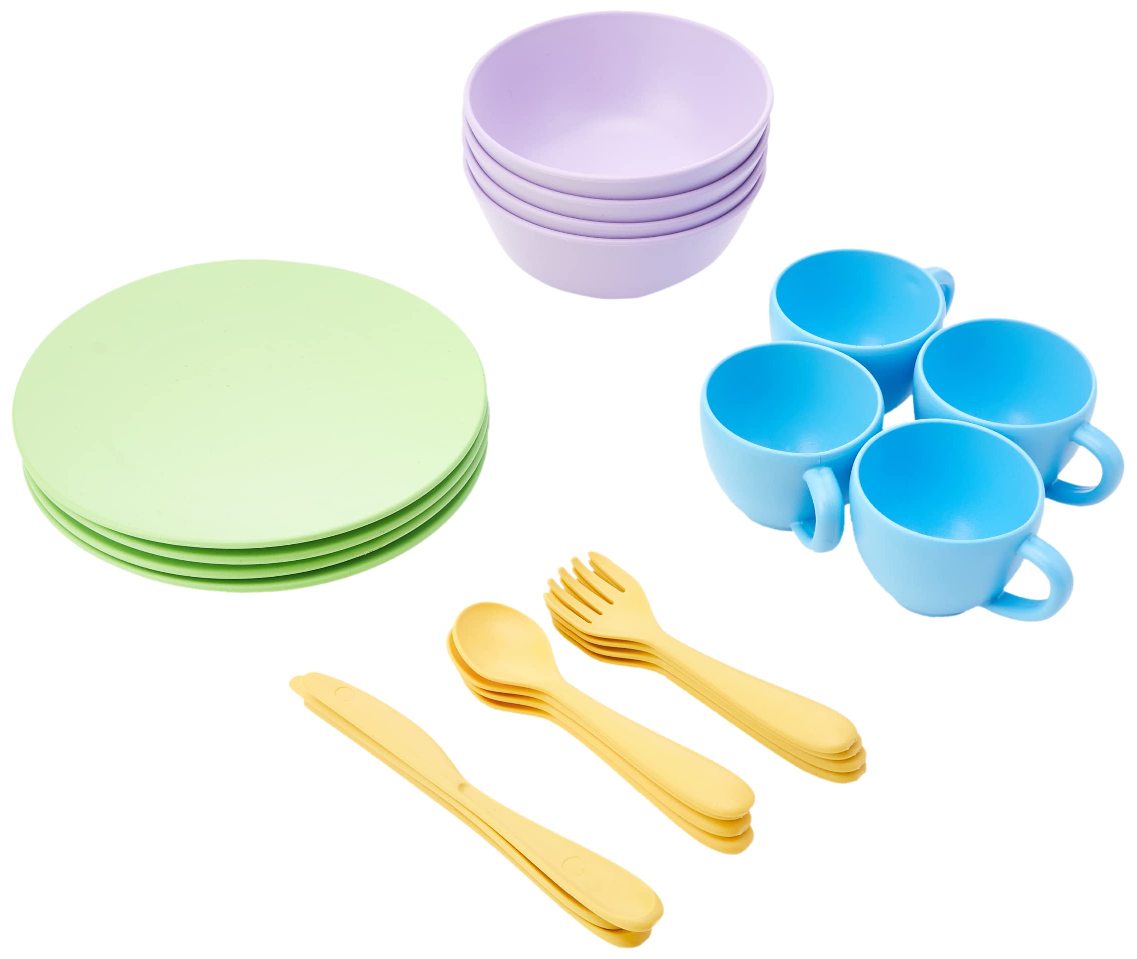 Eco-Friendly Green Toys Dish Set for Kids - BPA-Free, Durable Plastic Play Kitchen Set for Pretend Play & Learning - Perfect for Toddlers & Preschoolers (12-Piece) | Great for Imaginative Play, Tea Parties & Early Childhood Development
